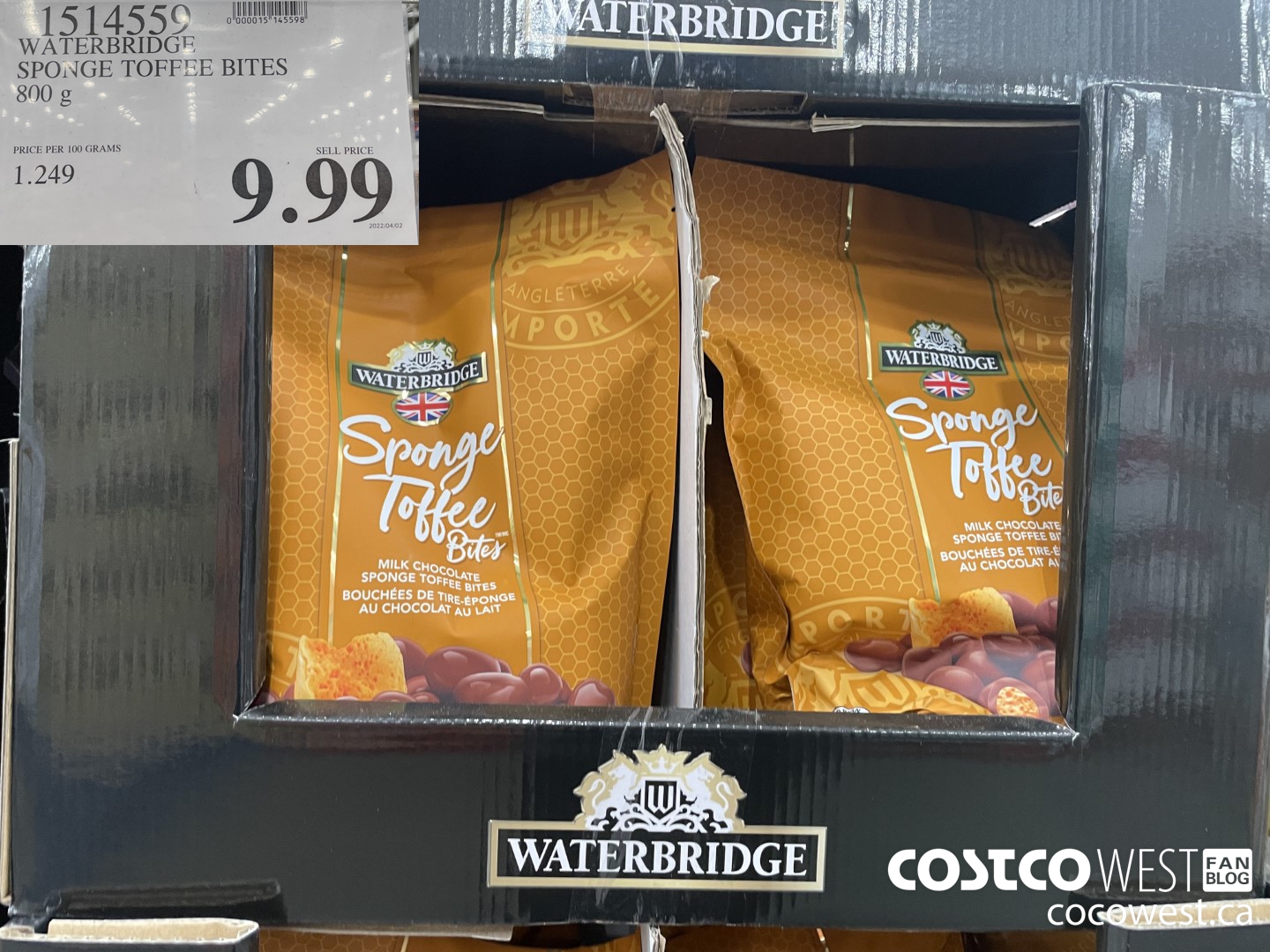1514559 WATERBRIDGE SPONGE TOFFEE BITES 800 g  $9.99