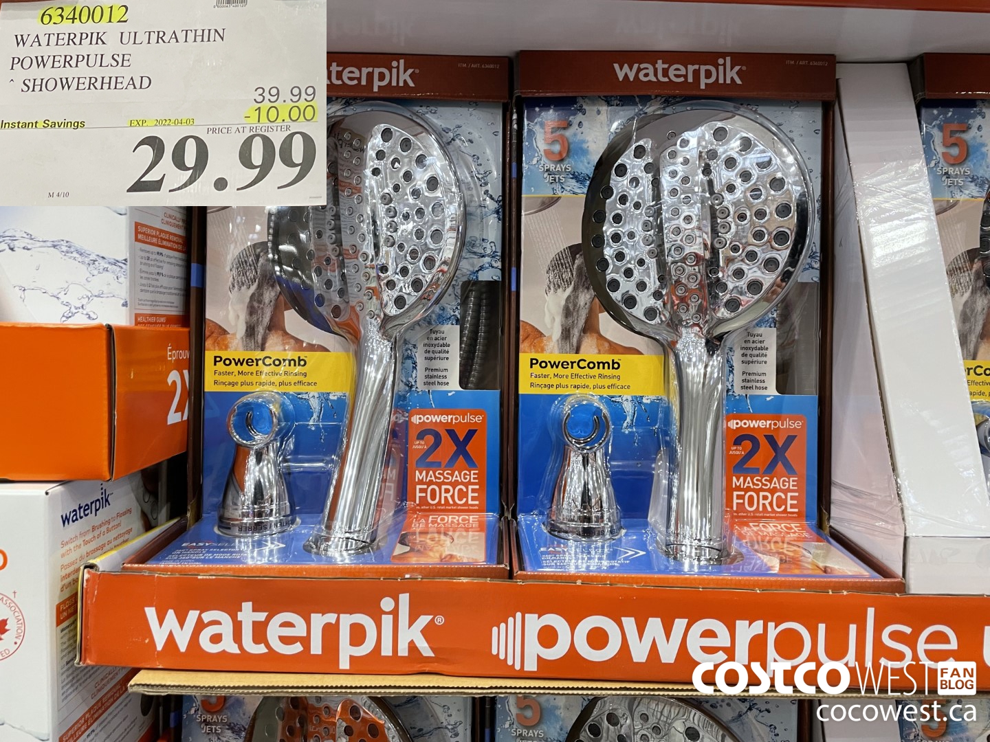 6340012 WATERPIK ULTRATHIN POWERPULSE SHOWERHEAD ($10.00 INSTANT SAVINGS EXPIRES ON 2022-04-03) $29.99