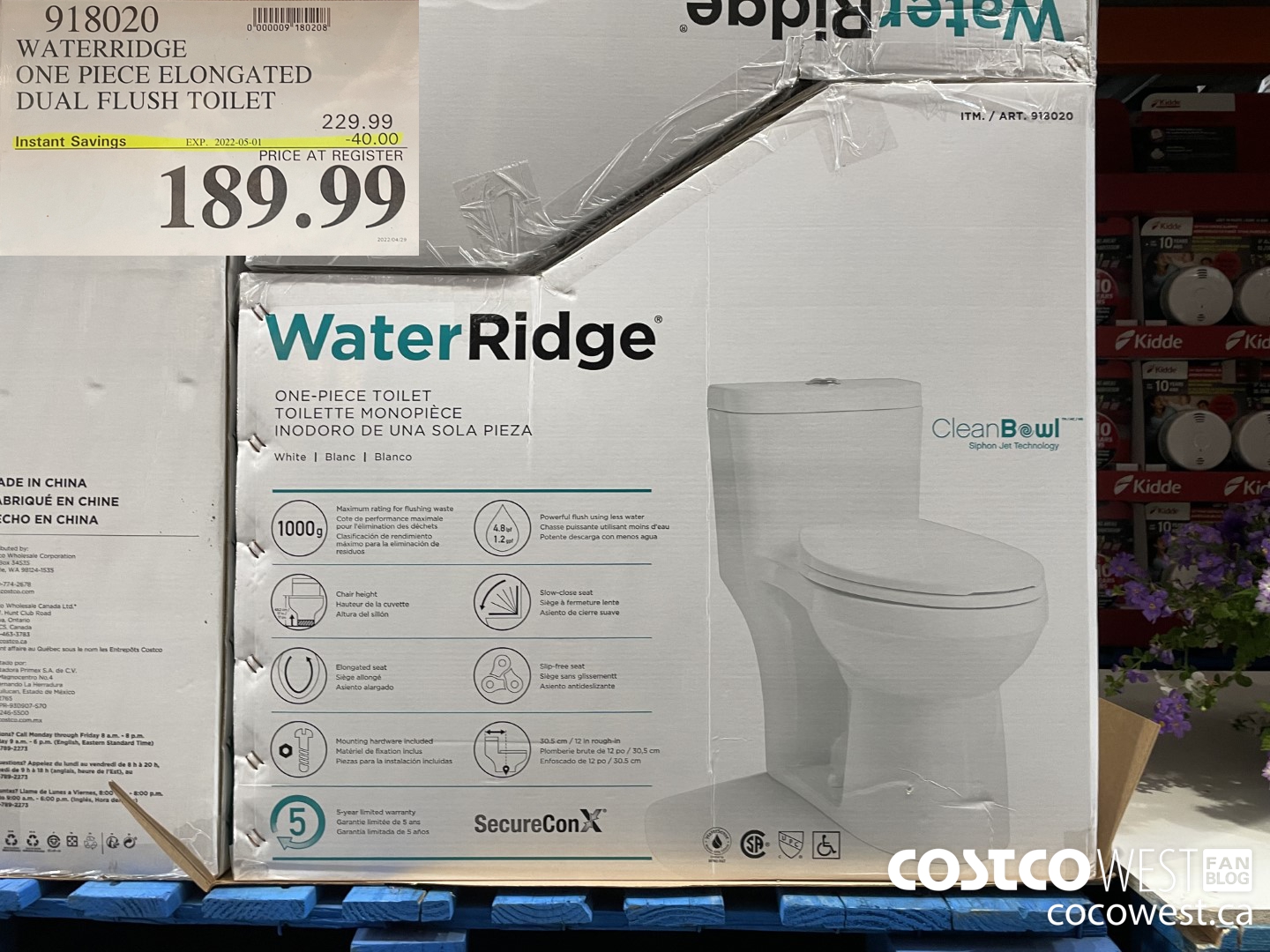 918020 WATERRIDGE ONE PIECE ELONGATED DUAL FLUSH TOILET ($40.00 INSTANT SAVINGS EXPIRES ON 2022-05-01) $189.99