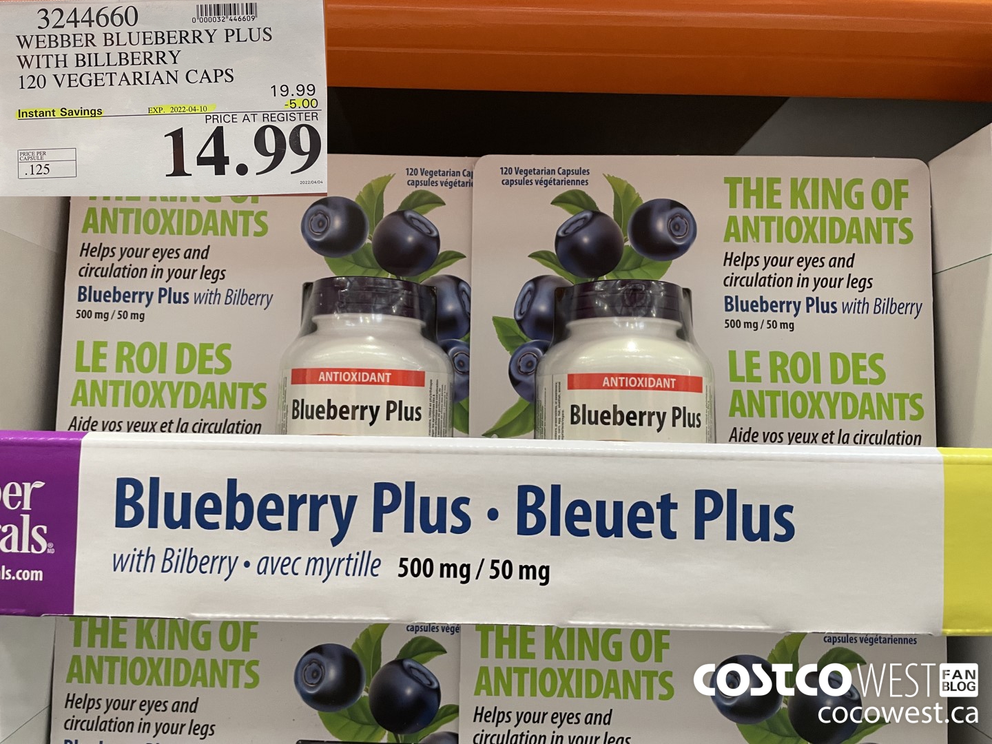 3244660 WEBBER BLUEBERRY PLUS WITH BILLBERRY 120 VEGETARIAN CAPS  ($5.00 INSTANT SAVINGS EXPIRES ON 2022-04-10) $14.99