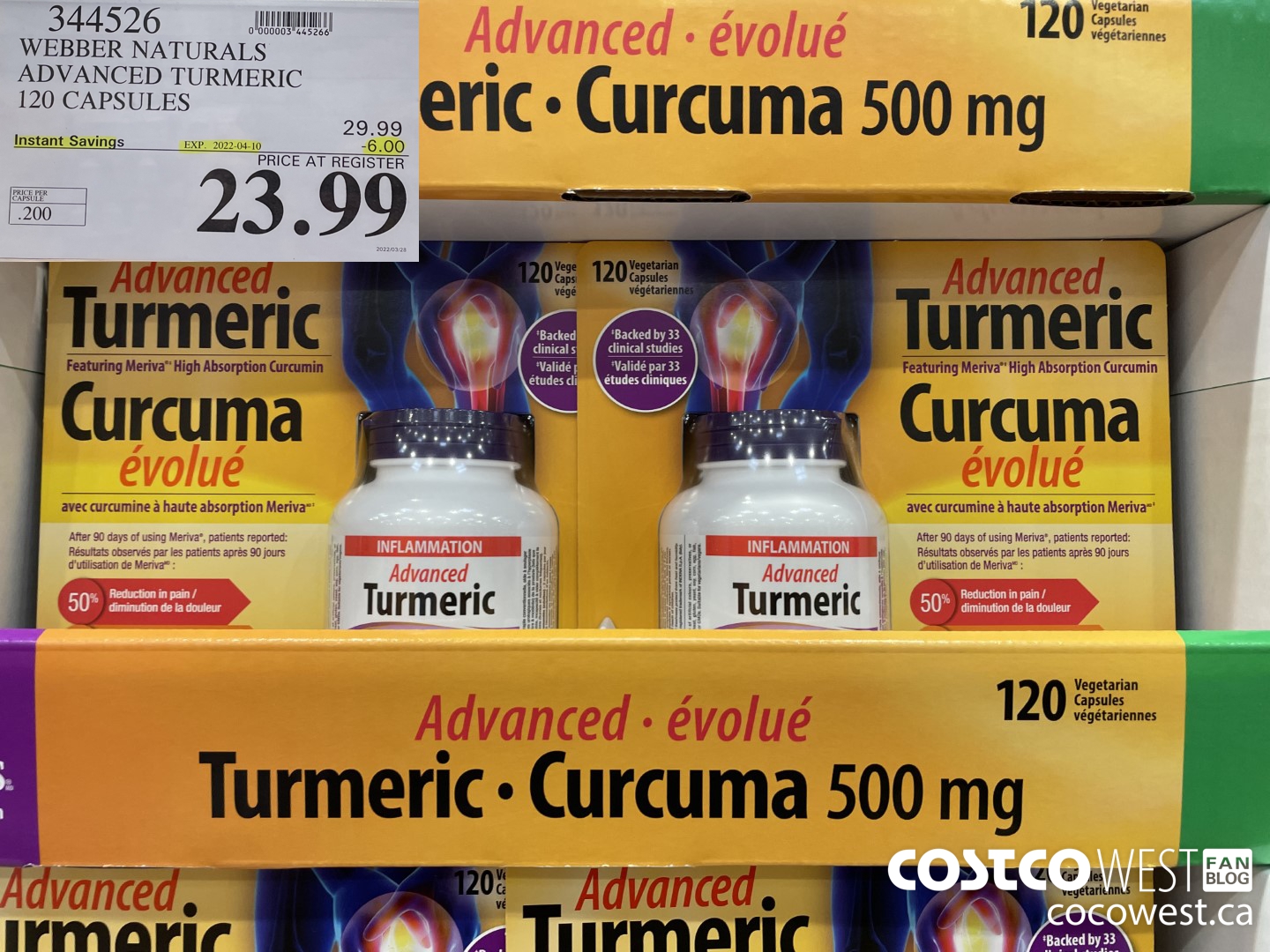 344526 WEBBER NATURALS ADVANCED TURMERIC 120 CAPSULES ($6.00 INSTANT SAVINGS EXPIRES ON 2022-04-10) $23.99