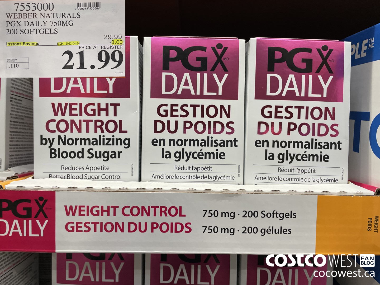 7553000 WEBBER NATURALS PGX DAILY 750MG 200 SOFTGELS ($8.00 INSTANT SAVINGS EXPIRES ON 2022-04-24) $21.99
