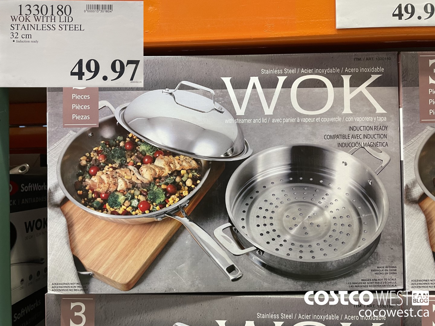 1330180 WOK WITH LID STAINLESS STEEL 32 CM $49.97