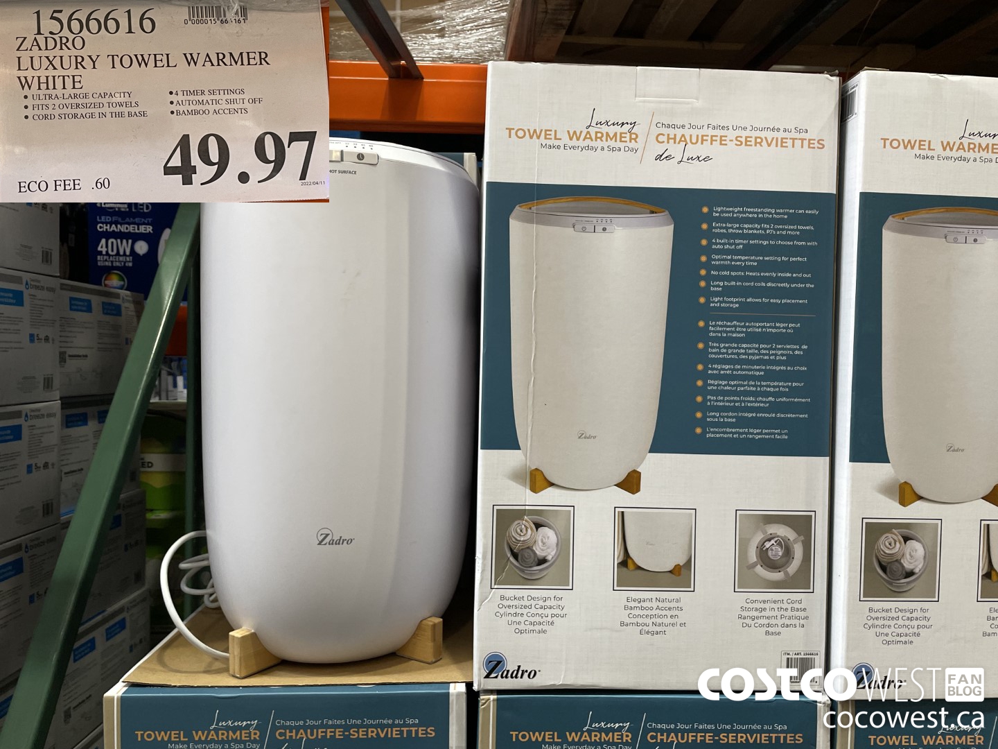 1566616 ZADRO LUXURY TOWEL WARMER WHITE $49.97