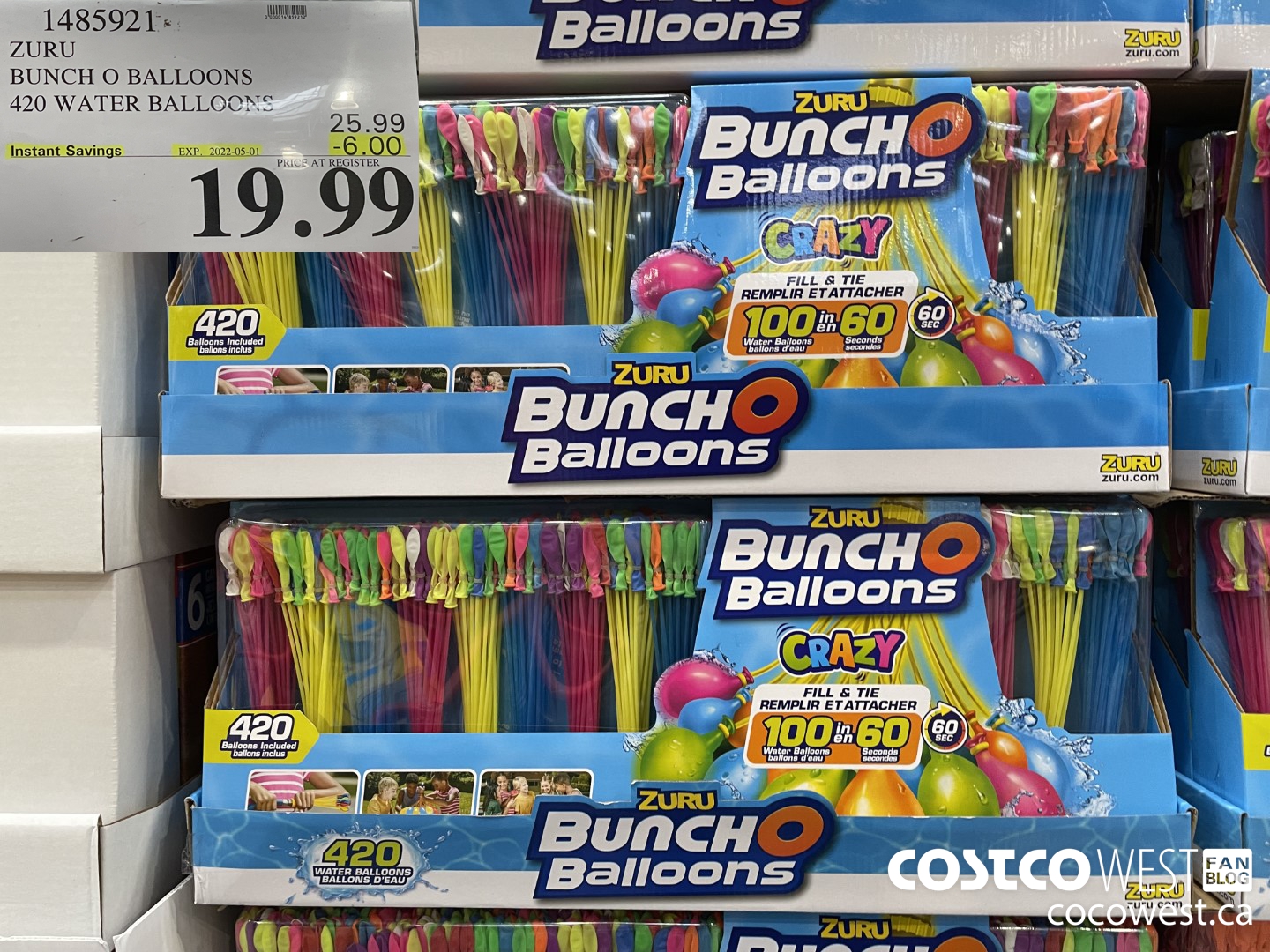 1485921 ZURU BUNCH O BALLOONS 420 WATER BALLOONS ($6.00 INSTANT SAVINGS EXPIRES ON 2022-05-01) $19.99