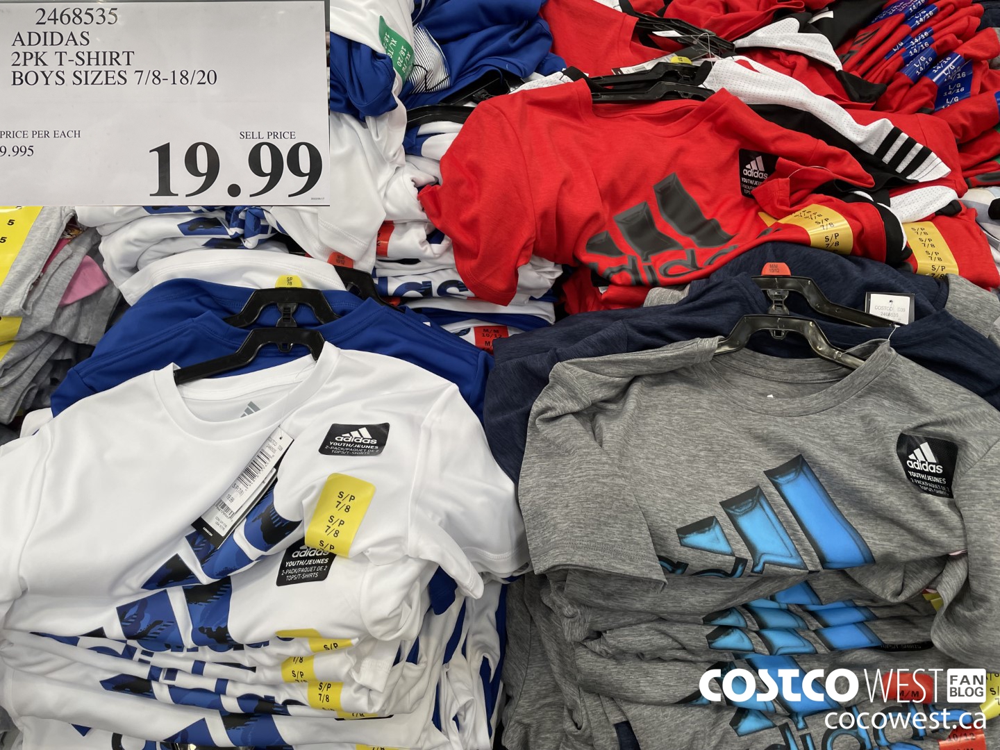 2468535 ADIDAS 2PK T-SHIRT BOYS SIZES 7/8-18/20 $19.99