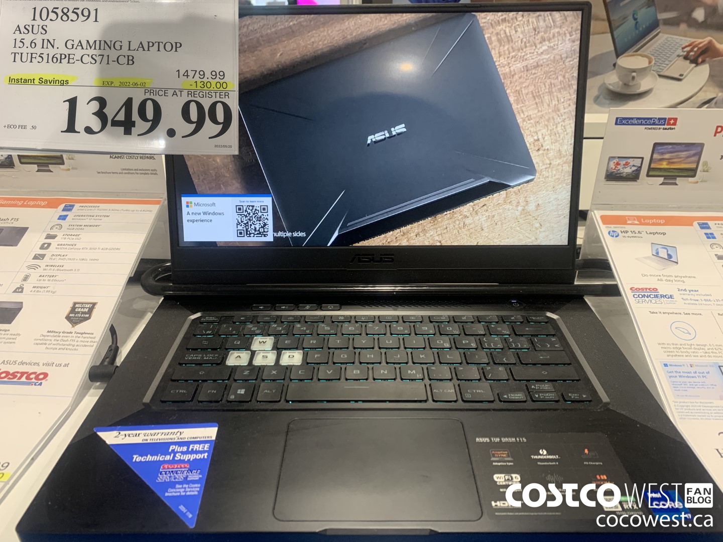 1058591 ASUS 15.6 IN. GAMING LAPTOP TUF516PE-CS71-CB ($130.00 INSTANT SAVINGS EXPIRES ON 2022-06-02) $1349.99