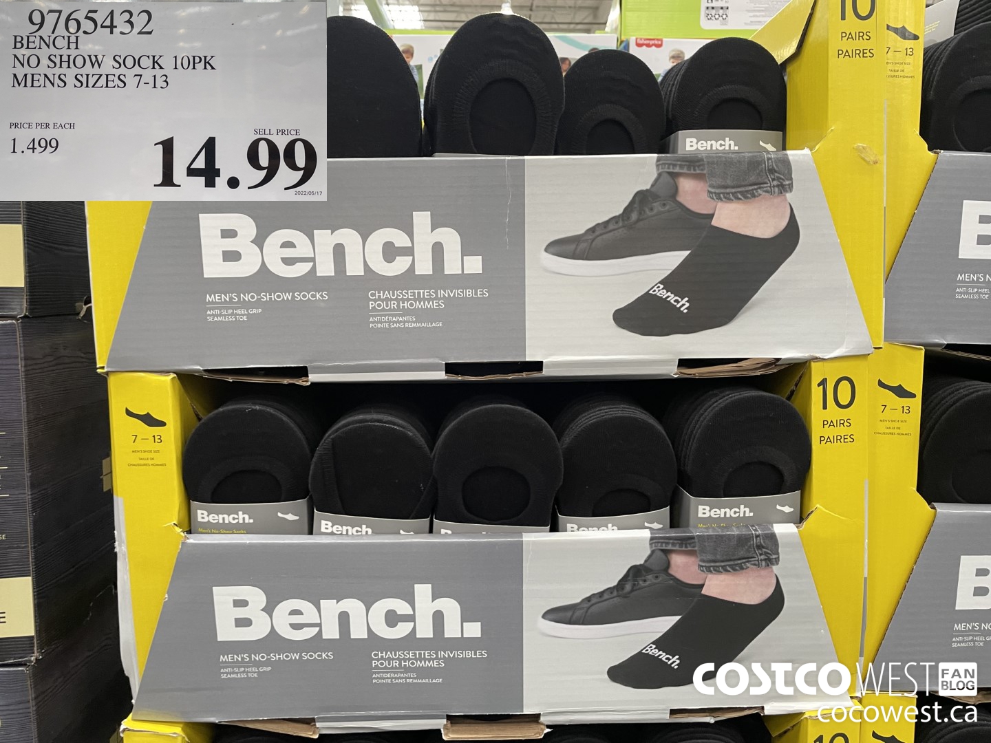 9765432 BENCH NO SHOW SOCK 10PK MENS SIZES 7-13 $14.99