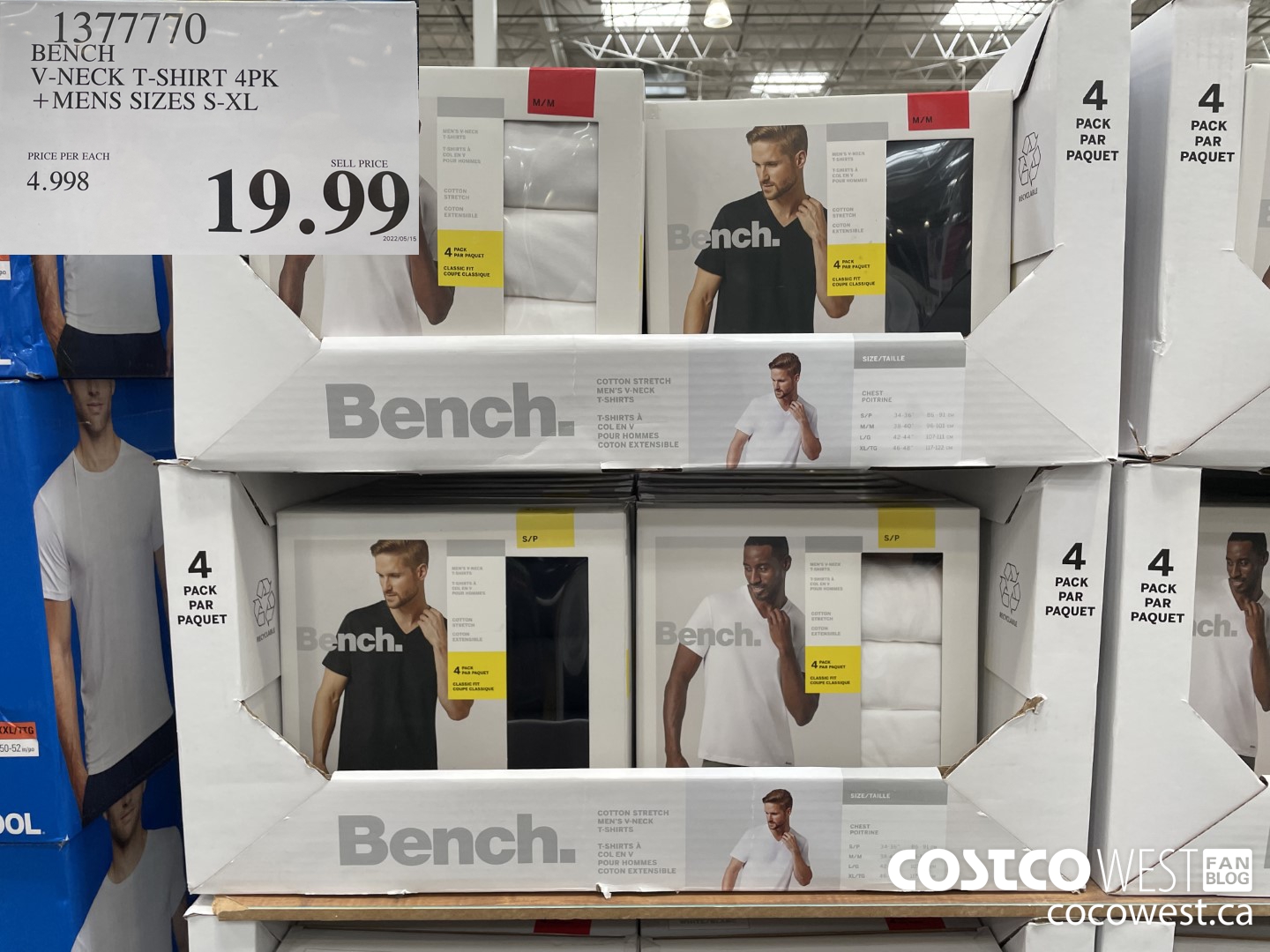 1377770 BENCH V-NECK T-SHIRT 4PK MENS SIZES S-XL $19.99