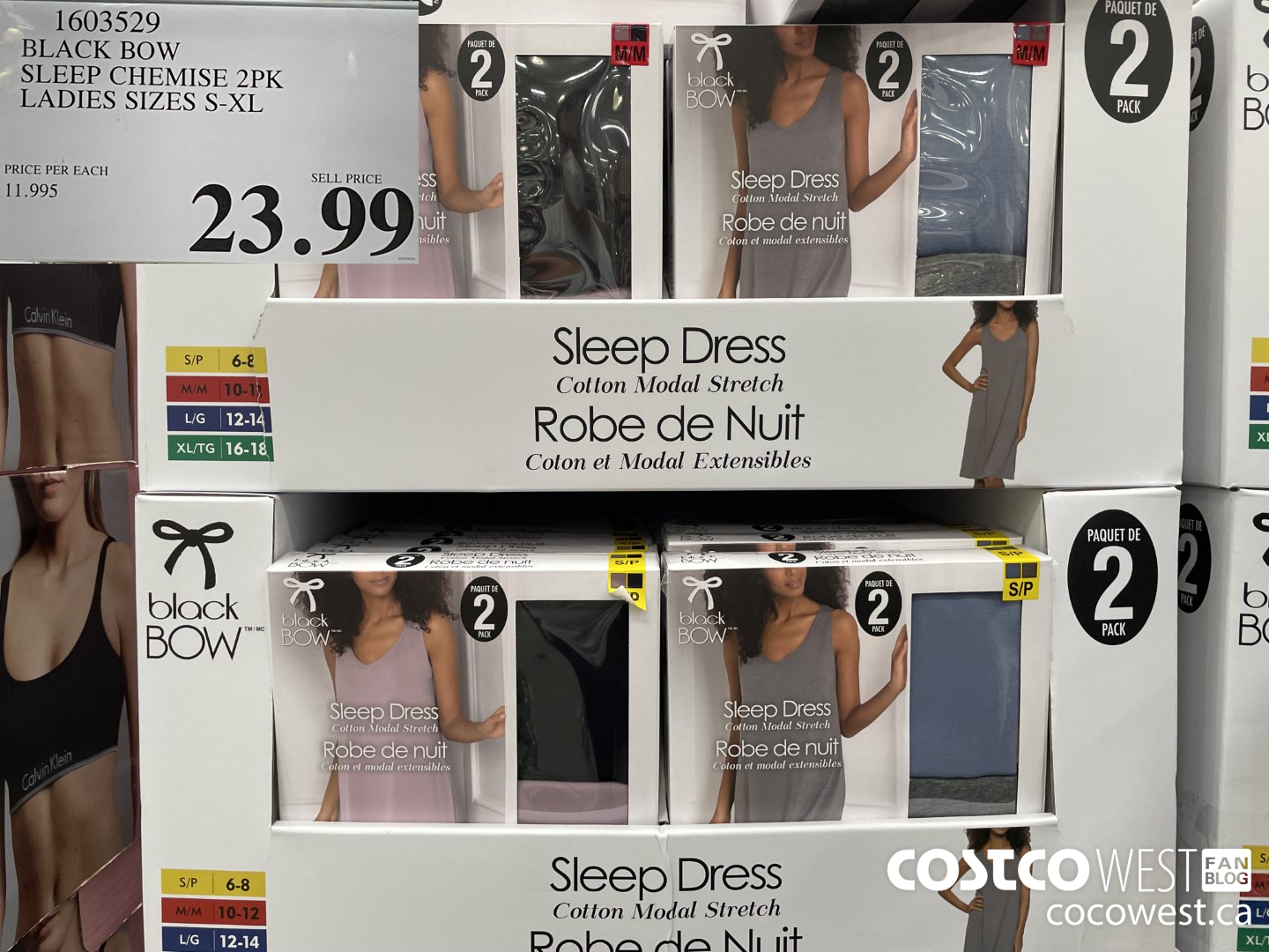 1603529 BLACK BOW SLEEP CHEMISE 2PK LADIES SIZES S-XL $23.99