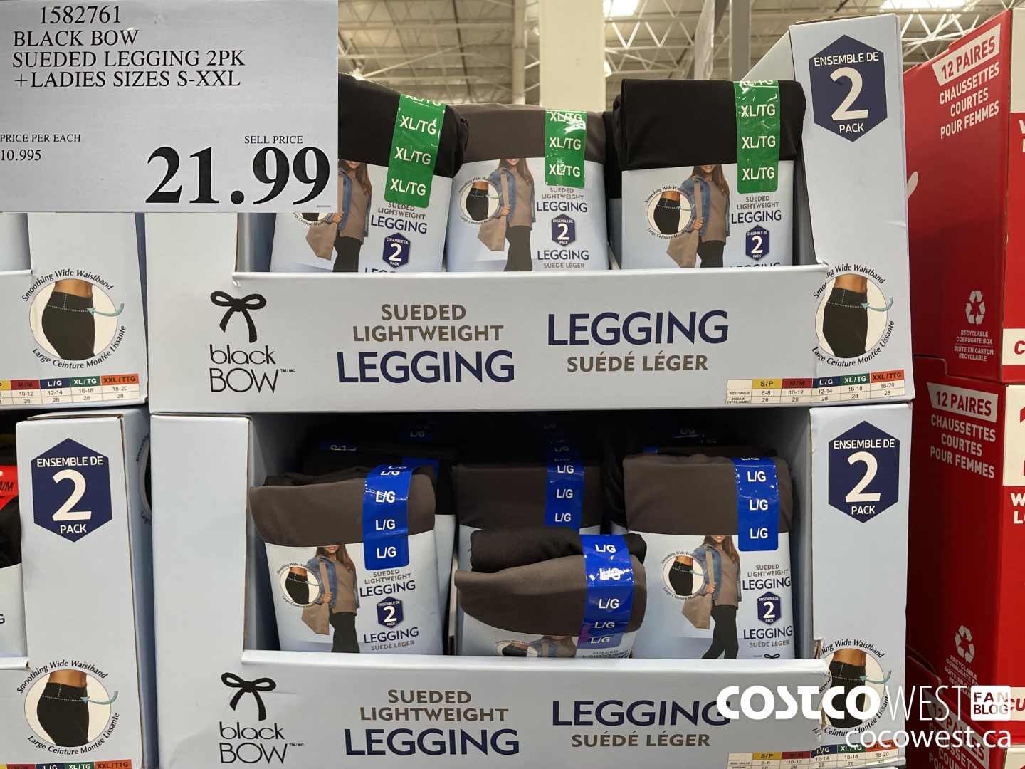 1582761 BLACK BOW SUEDED LEGGINGS 2PK LADIES SIZES S-XXL $21.99