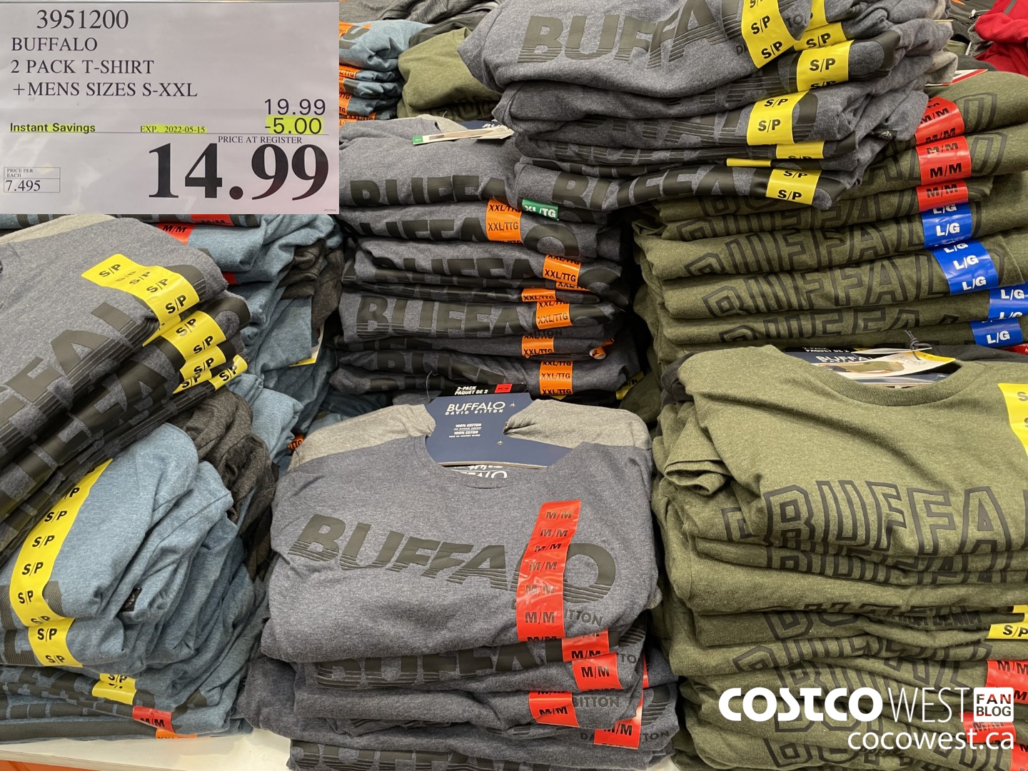 3951200 BUFFALO 2 PACK T-SHIRT MENS SIZES S-XXL  ($5.00 INSTANT SAVINGS EXPIRES ON 2022-05-15) $14.99