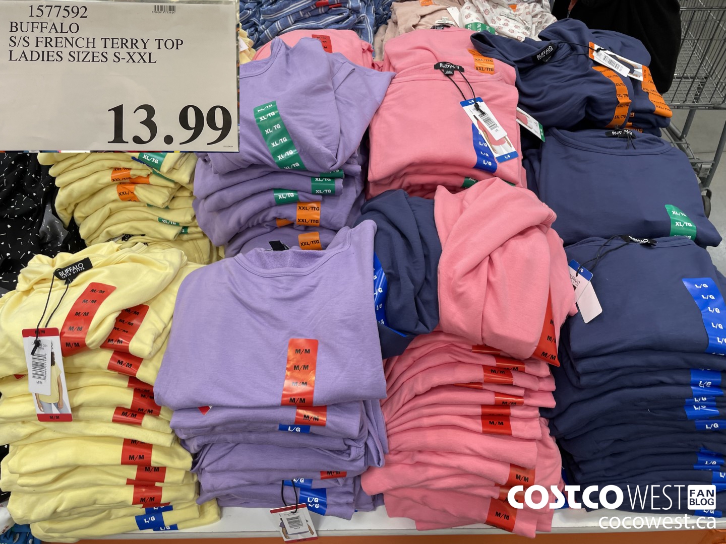 1577592 BUFFALO S/S FRENCH TERRY TOP LADIES SIZES S-XXL  $13.99