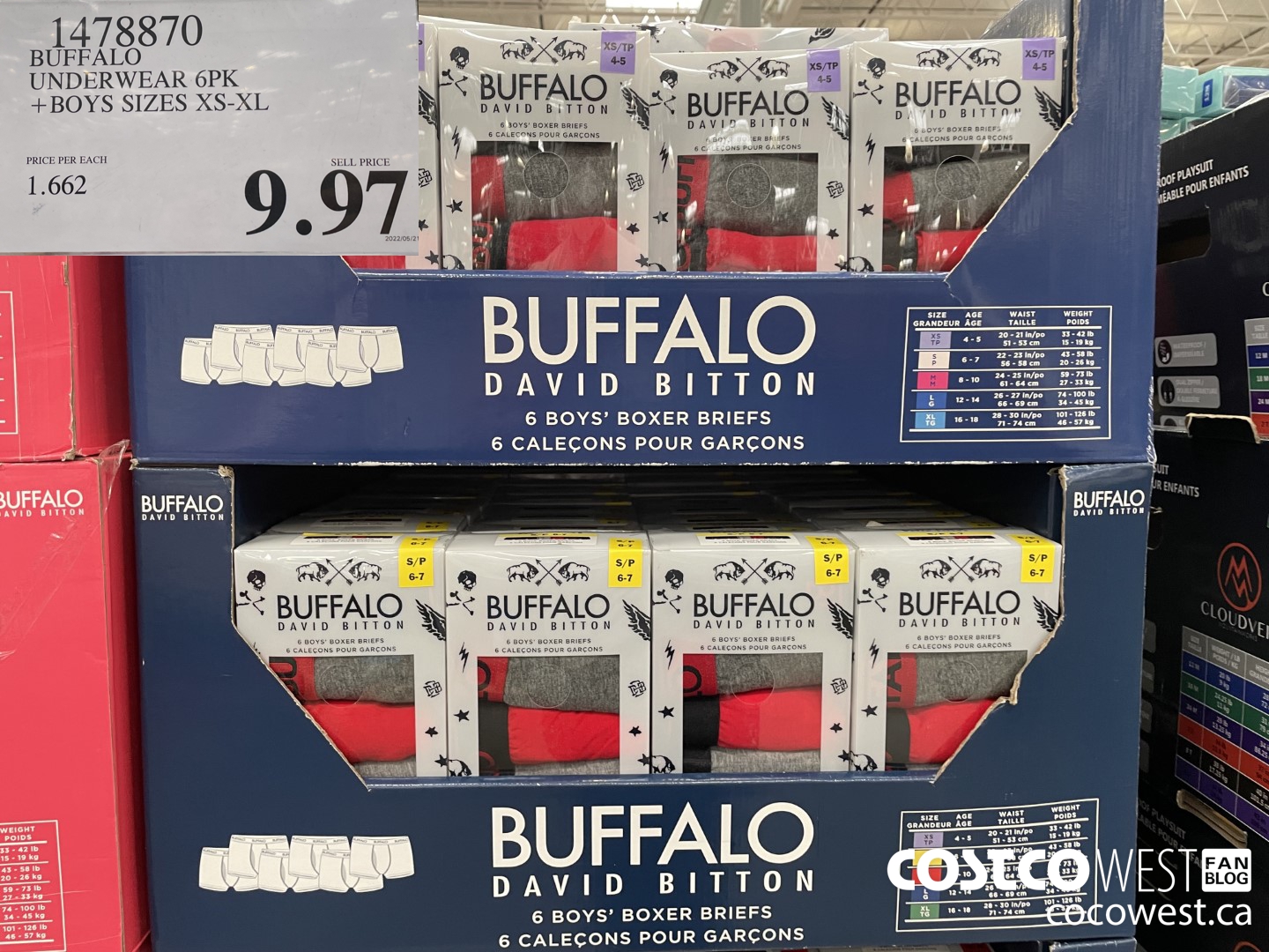 1478870 BUFFALO UNDERWEAR 6PK BOYS SIZES XS-XL $9.97