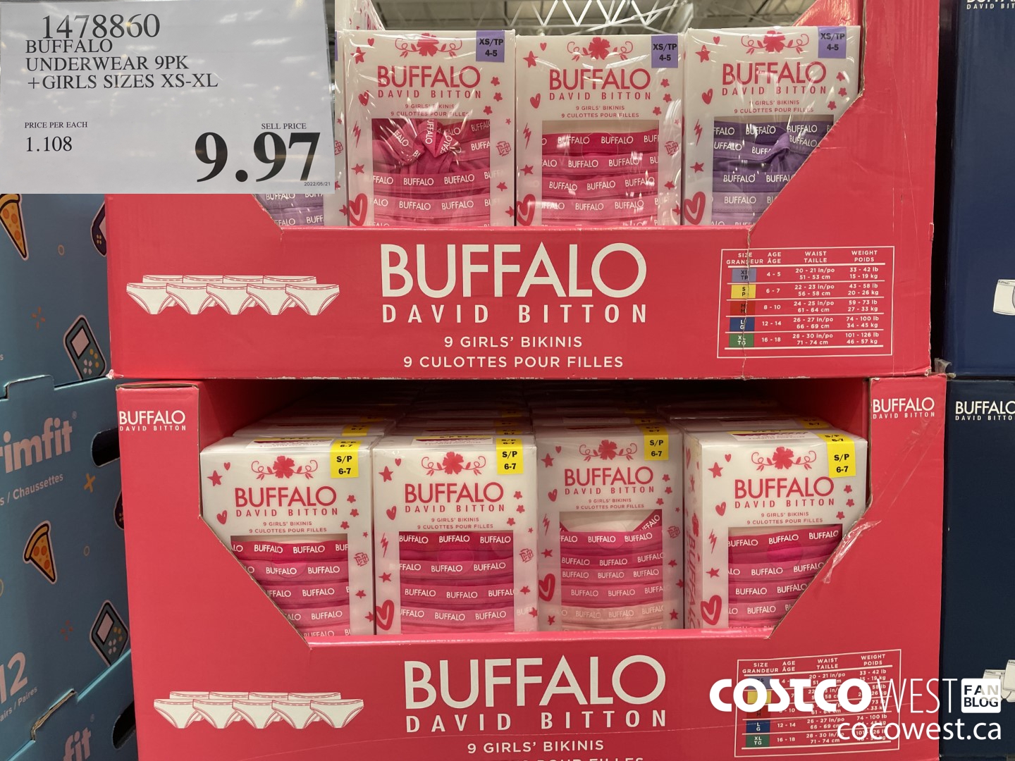 1478860 BUFFALO UNDERWEAR 9PK GIRLS SIZES XS-XL $9.97