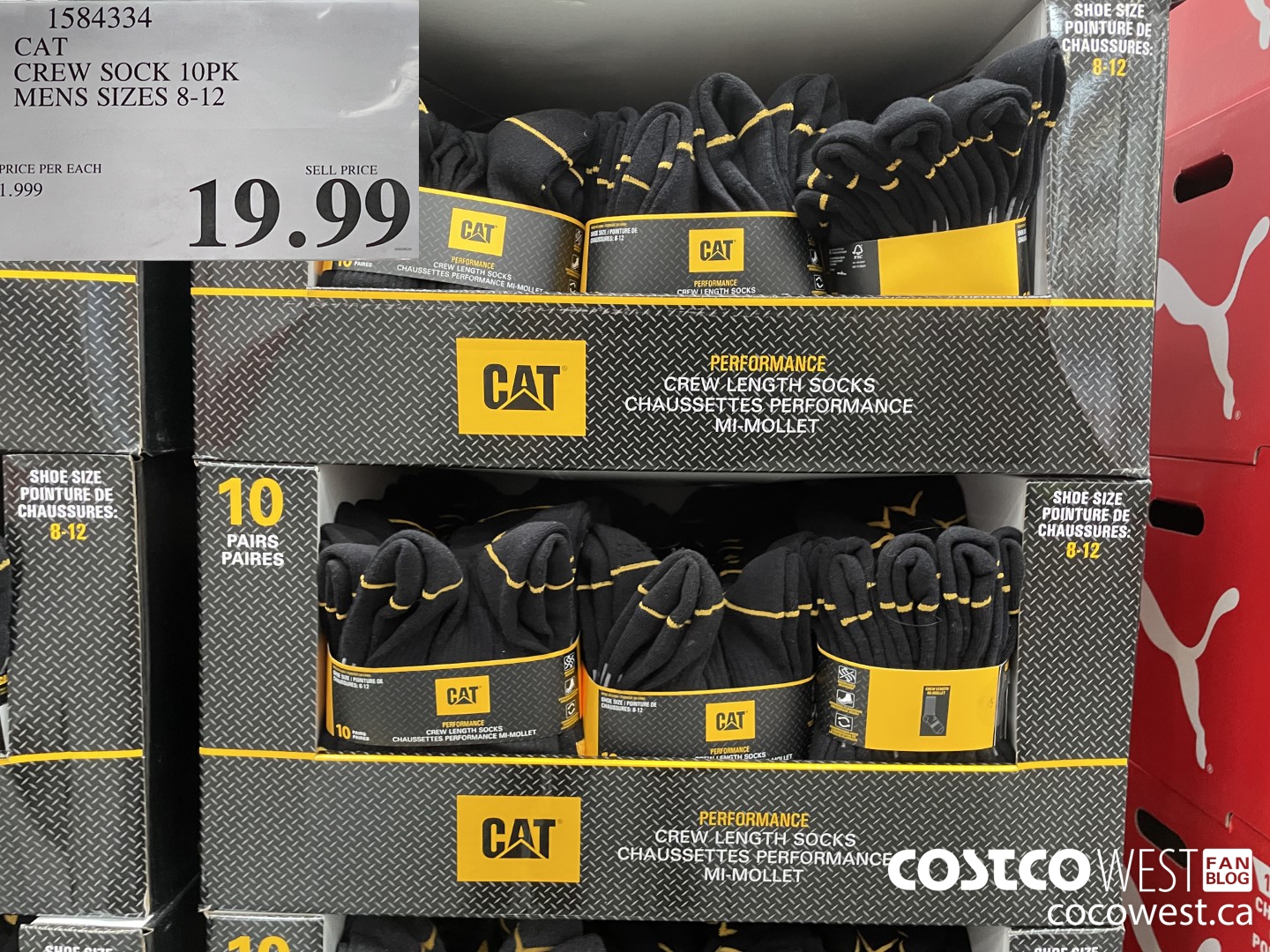 1584334 CAT CREW SOCK 10PK MENS SIZES 8-12 $19.99