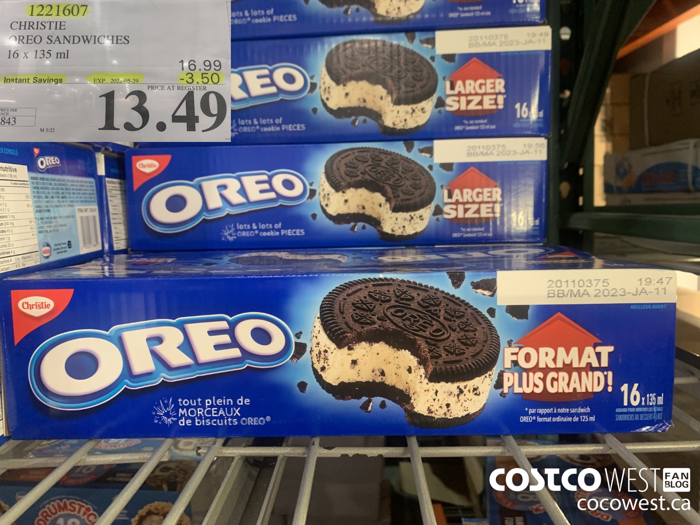 1221607 CHRISTIE OREO SANDWICHES 16 x 135 ml ($3.50 INSTANT SAVINGS EXPIRES ON 2022-05-29) $13.49