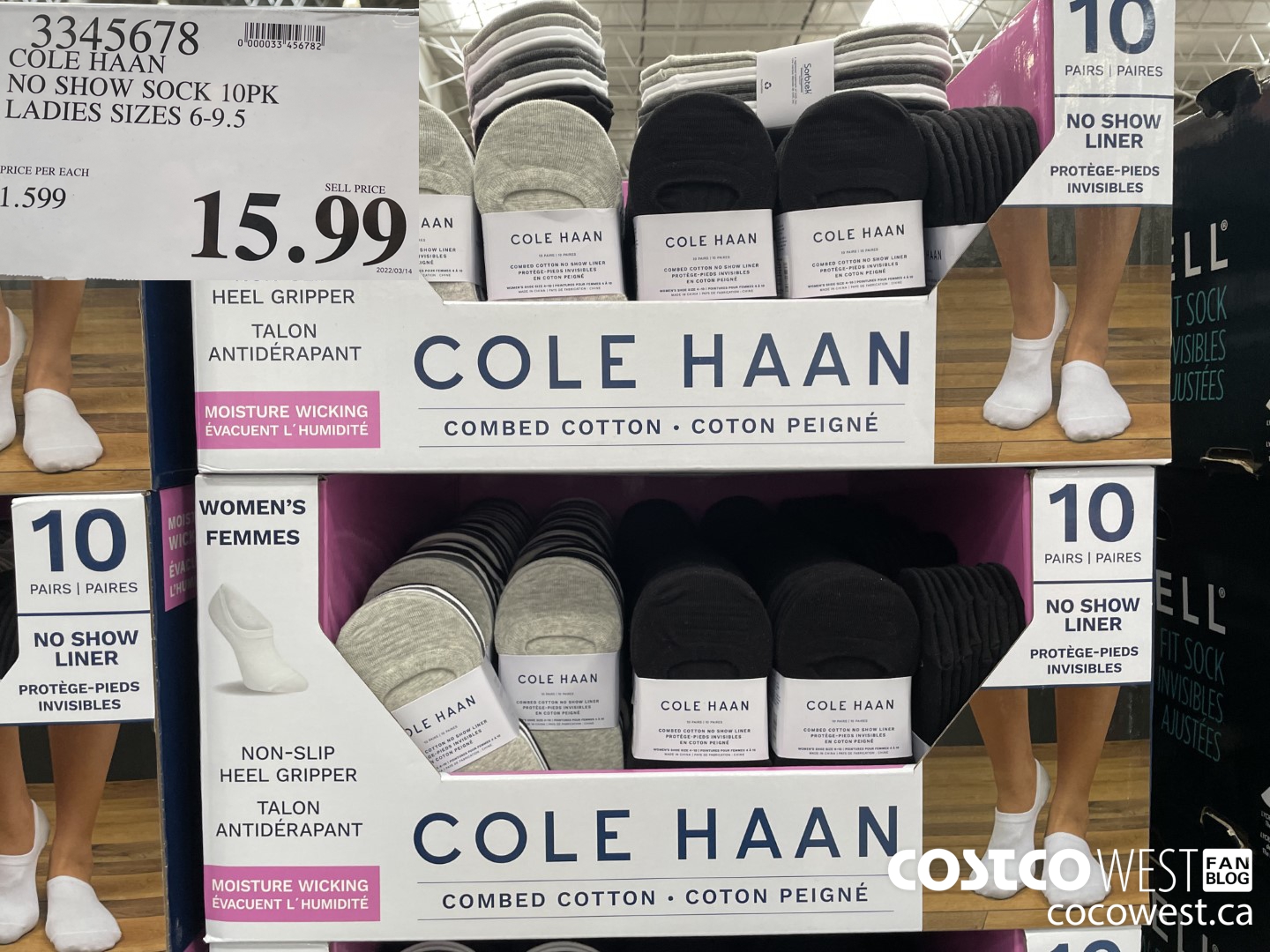 3345678 COLE HAAN NO SHOW SOCK 10PK LADIES SIZES 6-9.5 $15.99