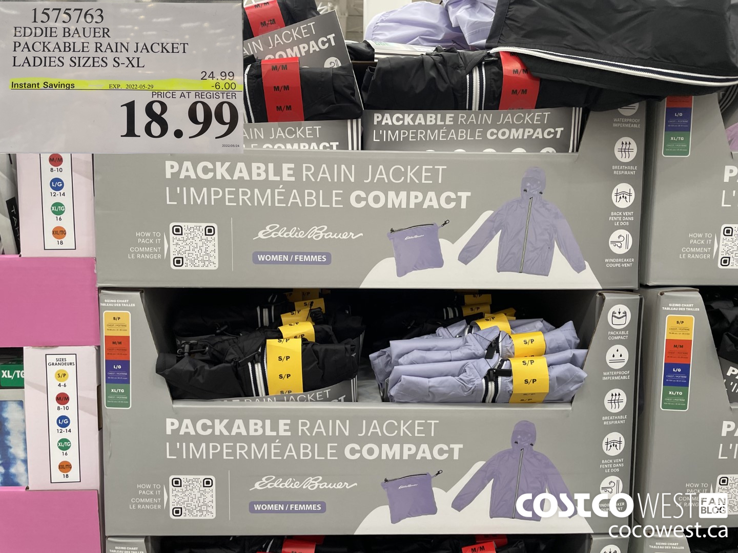 1575763 EDDIE BAUER PACKABLE RAIN JACKET LADIES SIZES S-XL ($6.00 INSTANT SAVINGS EXPIRES ON 2022-05-29) $18.99