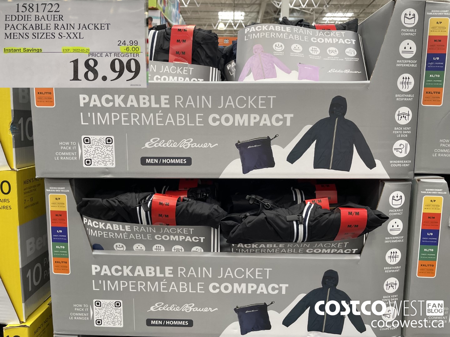 1581722 EDDIE BAUER PACKABLE RAIN JACKET MENS SIZES S-XXL ($6.00 INSTANT SAVINGS EXPIRES ON 2022-05-29) $18.99