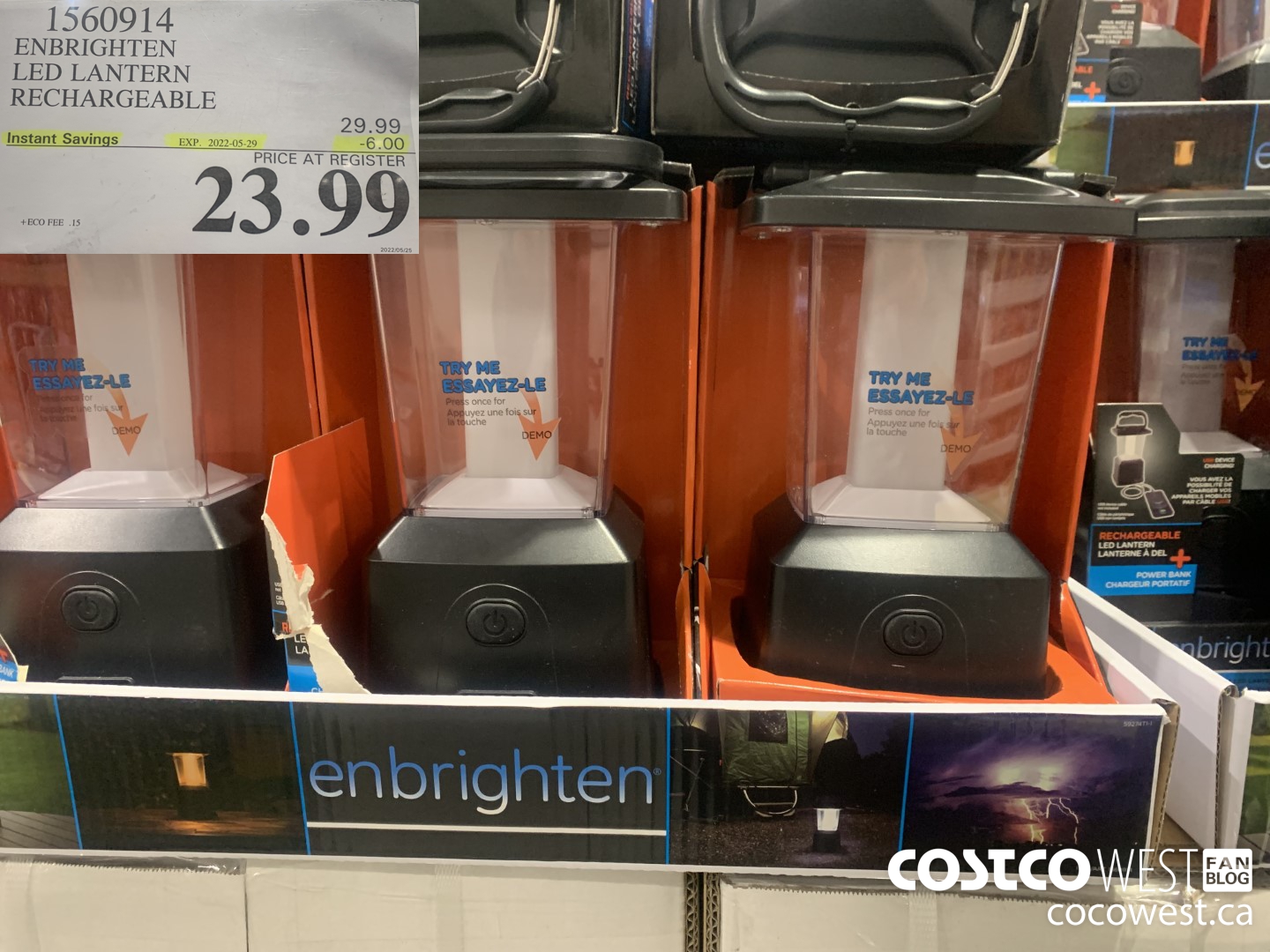 1560914 ENBRIGHTEN LED LANTERN RECHARGEABLE ($6.00 INSTANT SAVINGS EXPIRES ON 2022-05-29) $23.99