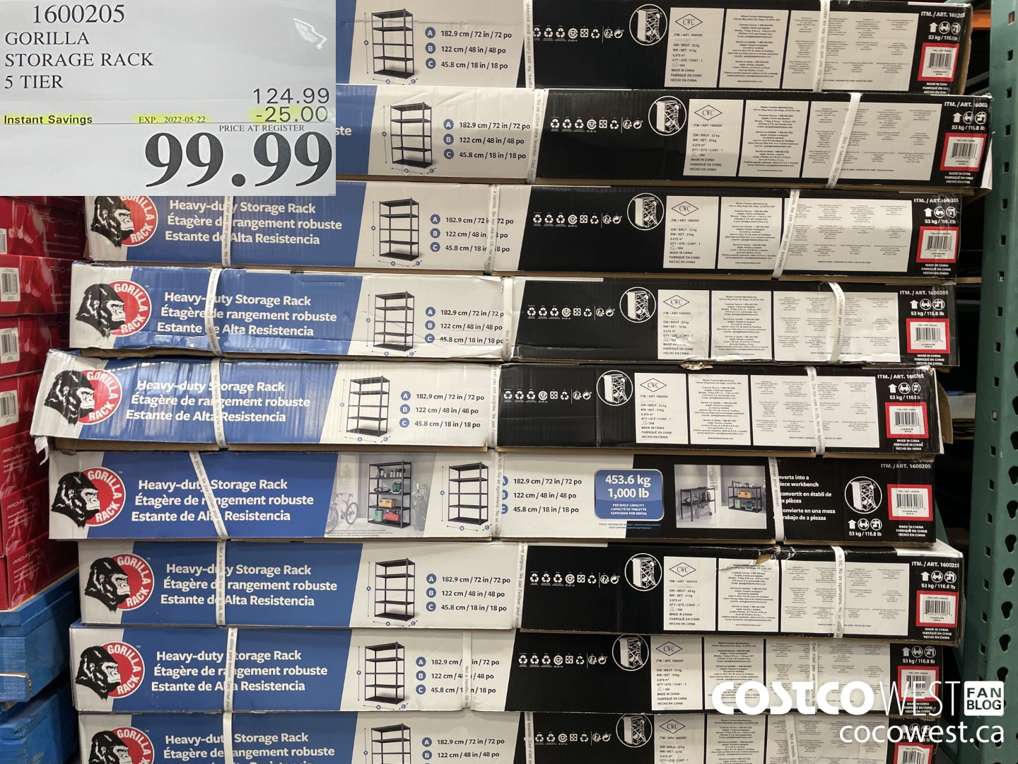 1600205 GORILLA STORAGE RACK 5 TIER 20 00 INSTANT SAVINGS EXPIRES ON 2020  08 30 79 99 - Costco East Fan Blog