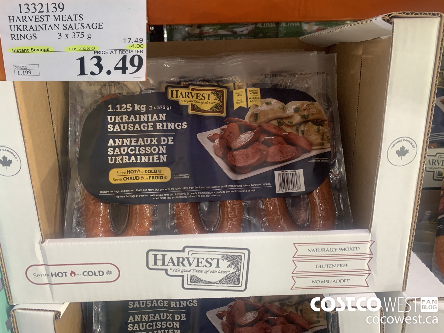 1332139 HARVEST MEATS UKRAINIAN SAUSAGE RINGS 3 x 375g ($4.00 INSTANT SAVINGS EXPIRES ON 2022-06-05) $13.49