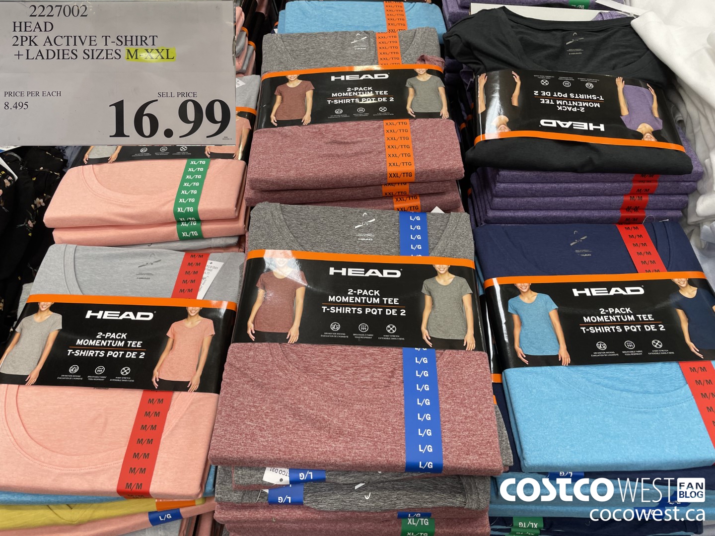 2227002 HEAD 2PK ACTIVE T-SHIRT LADIES SIZES M-XXL $16.99