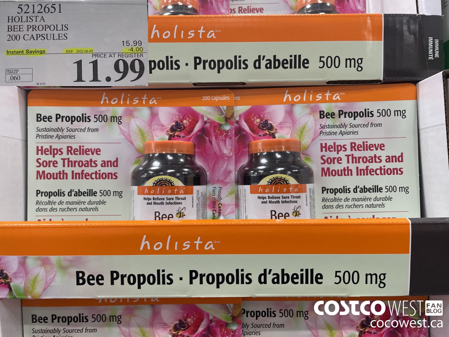 5212651 HOLISTA BEE PROPOLIS 200 CAPSULES ($4.00 INSTANT SAVINGS EXPIRES ON 2022-06-05) $11.99