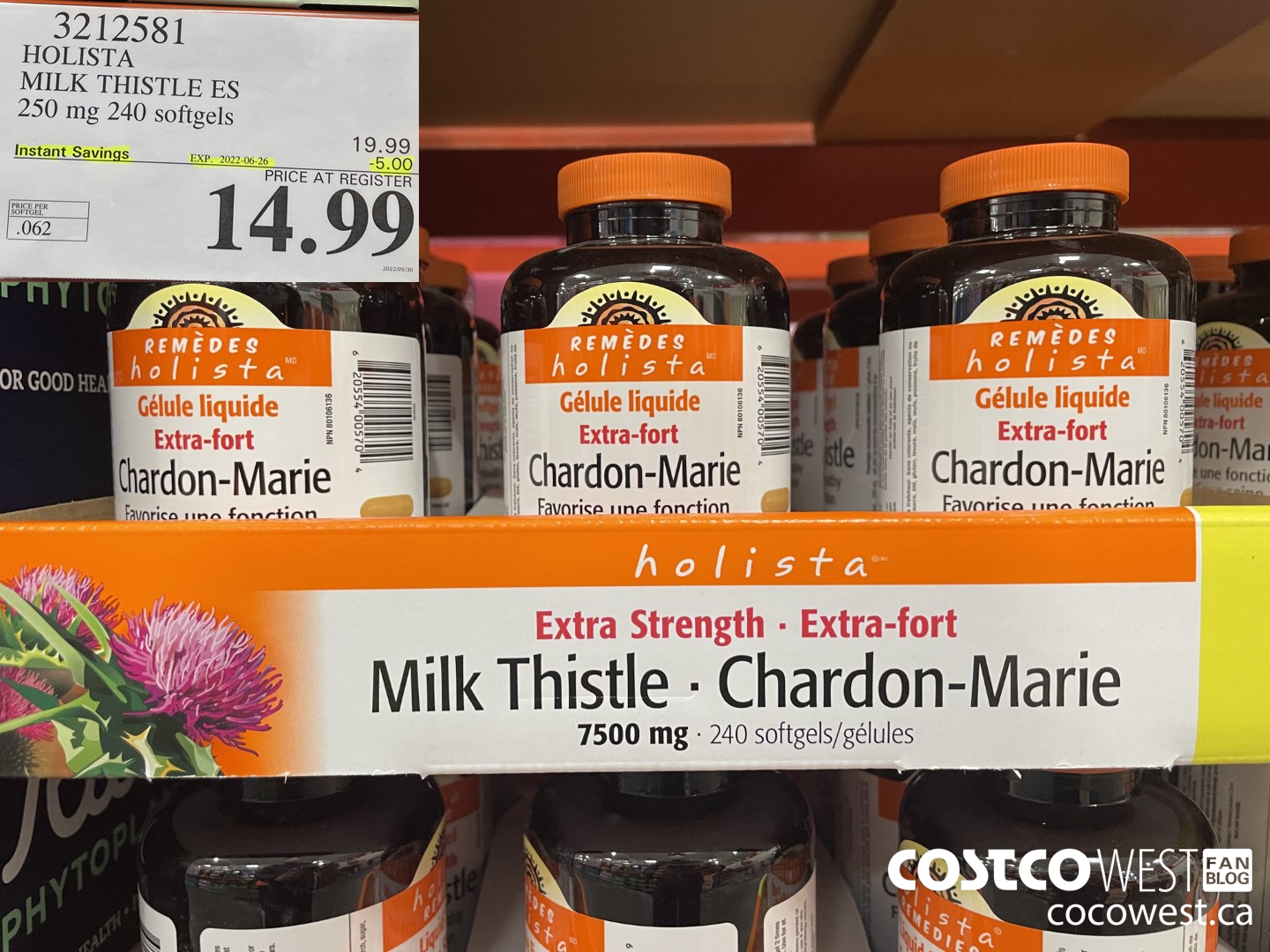 3212581 HOLISTA MILK THISTLE ES 250 mg 240 softgels ($5.00 INSTANT SAVINGS EXPIRES ON 2022-06-26) $14.99
