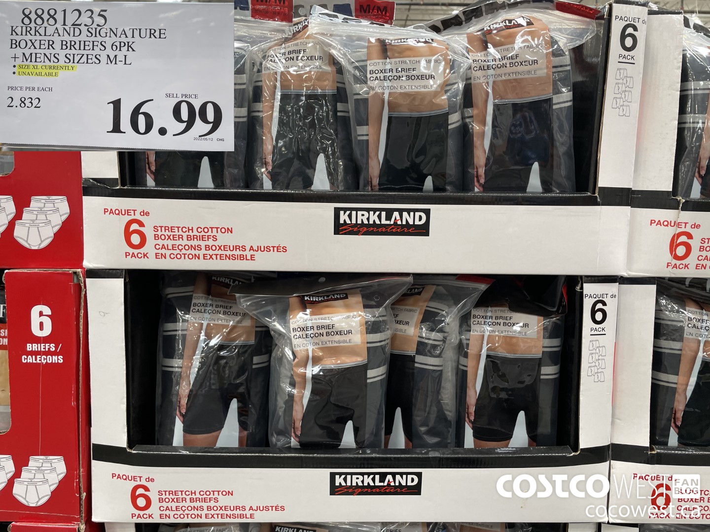 8881235 KIRKLAND SIGNATURE BOXER BRIEFS 6PK MENS SIZES M-L $16.99
