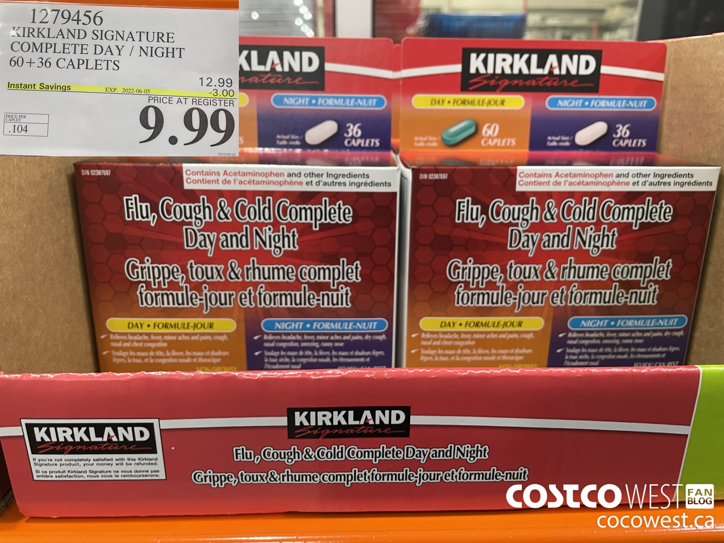 1279456 KIRKLAND SIGNATURE COMPLETE DAY / NIGHT 60+36 CAPLETS ($3.00 INSTANT SAVINGS EXPIRES ON 2022-06-05) $9.99