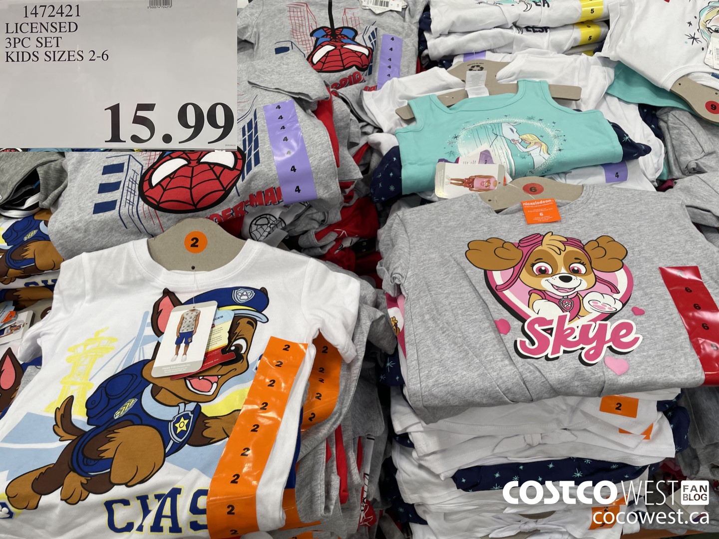 1472421 LICENSED 3PC SET KIDS SIZES 2-6 $15.99