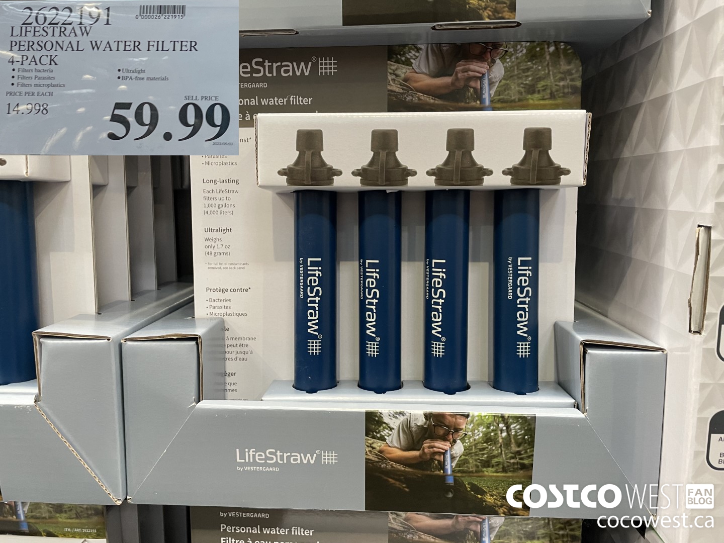 2622191 LIFESTRAW PERSONAL WATER FILTER 4-PACK $59.99