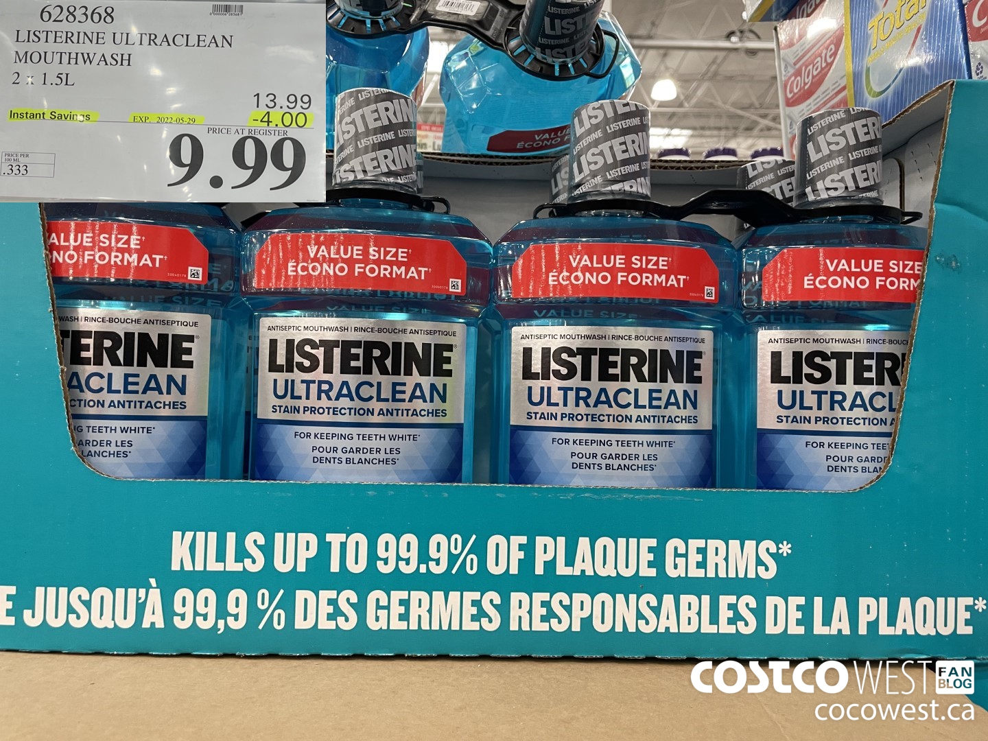 628368 LISTERINE ULTRACLEAN MOUTHWASH 2 X 1.5L ($4.00 INSTANT SAVINGS EXPIRES ON 2022-05-29) $9.99