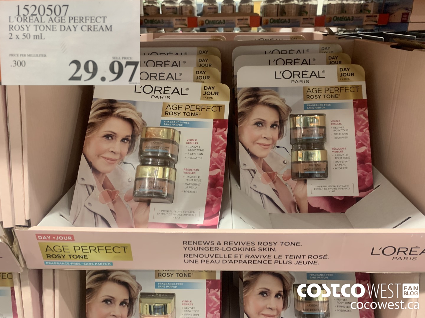 1520507 L'OREAL AGE PERFECT ROSY TONE DAY CREAM 2 x 50 mL $29.97