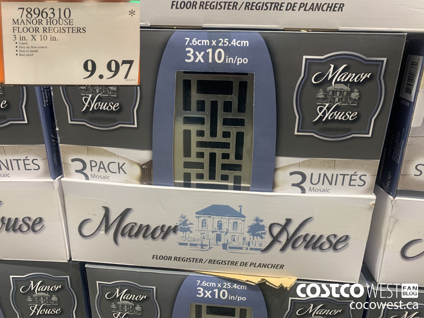7896310 MANOR HOUSE FLOOR REGISTERS 3 IN. X 10 IN. $9.97