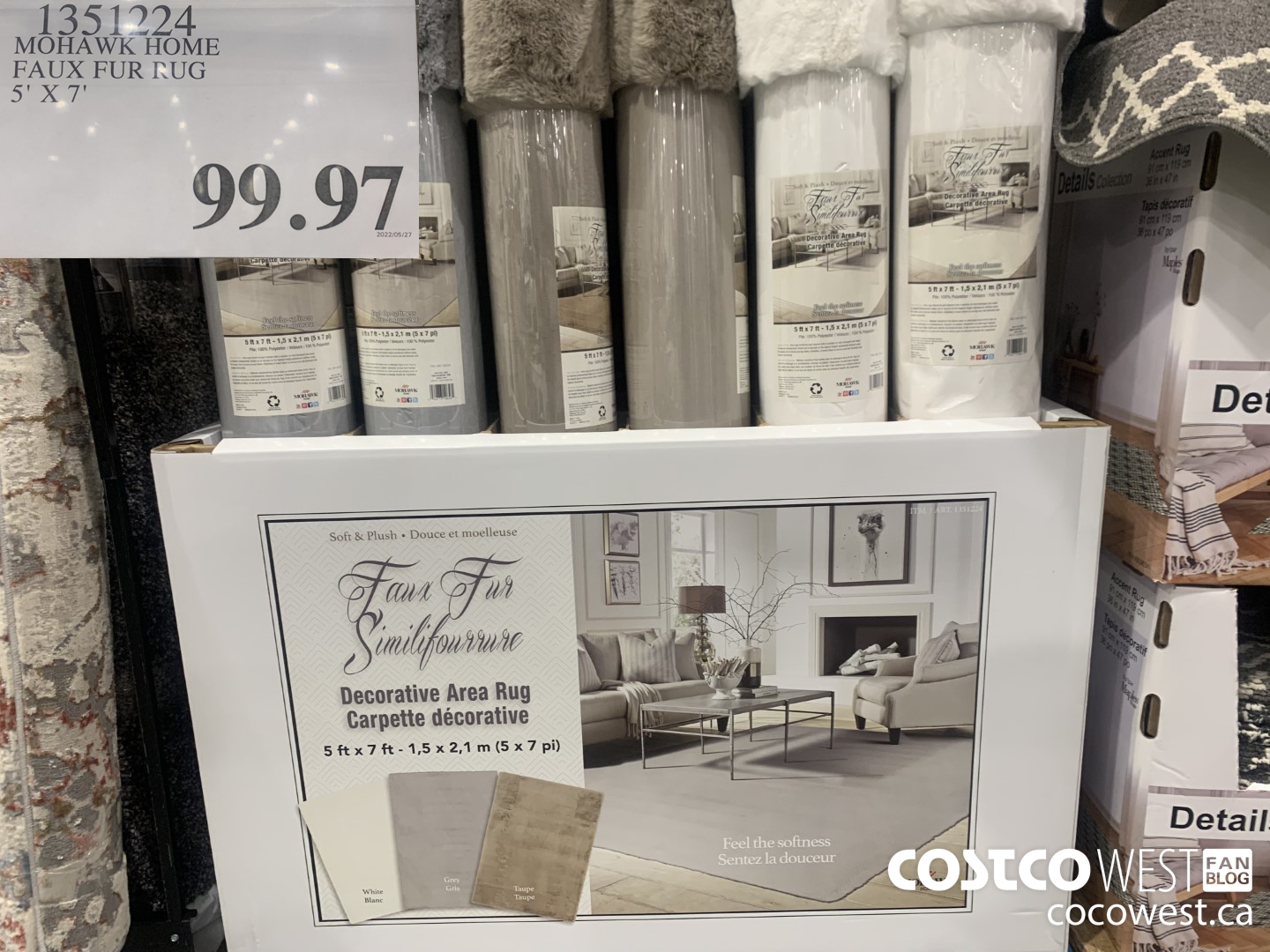 1351224 MOHAWK HOME FAUX FUR RUG 5' X 7' $99.97