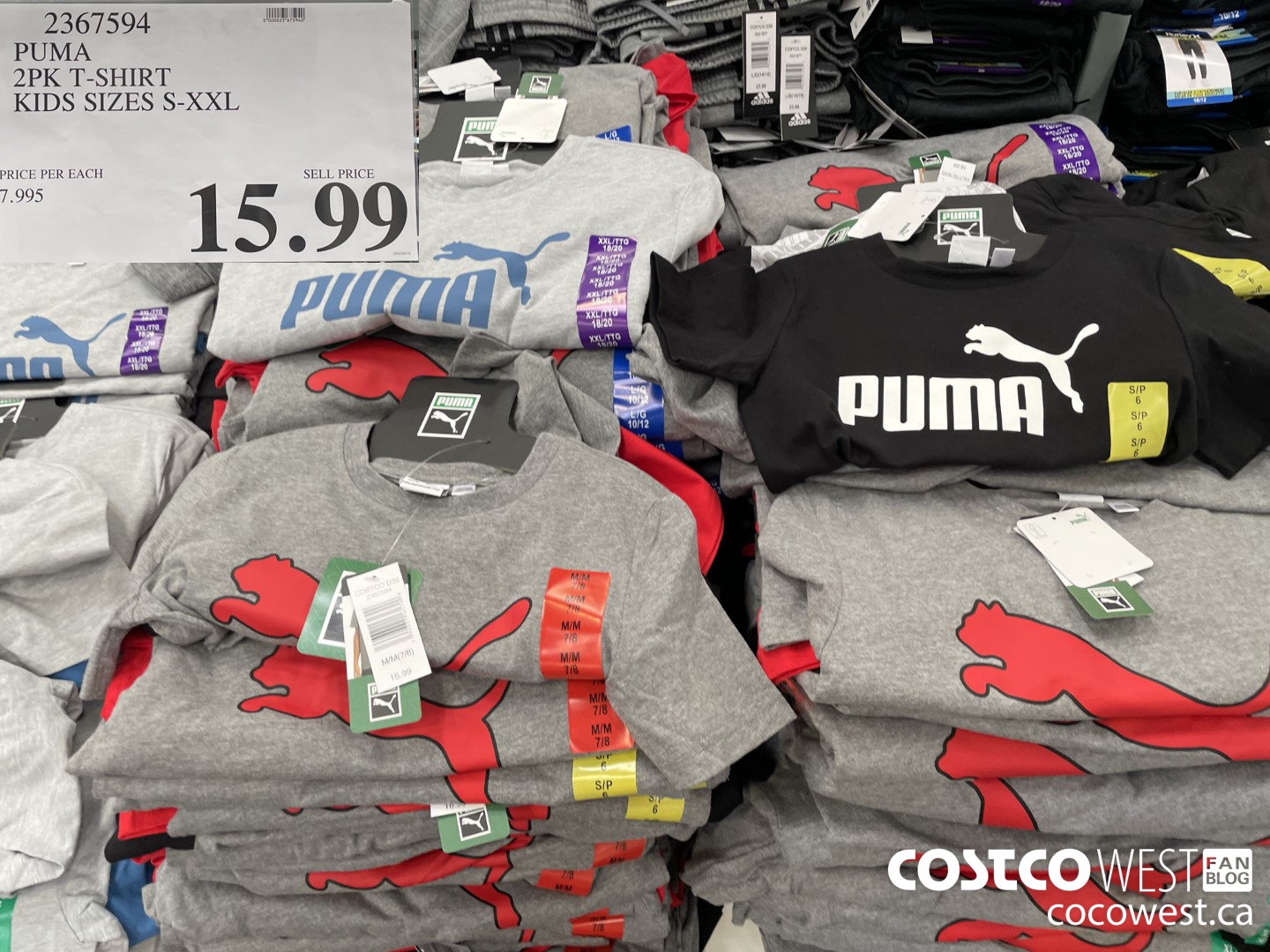 2367594 PUMA 2PK T-SHIRT KIDS SIZES S-XXL $15.99