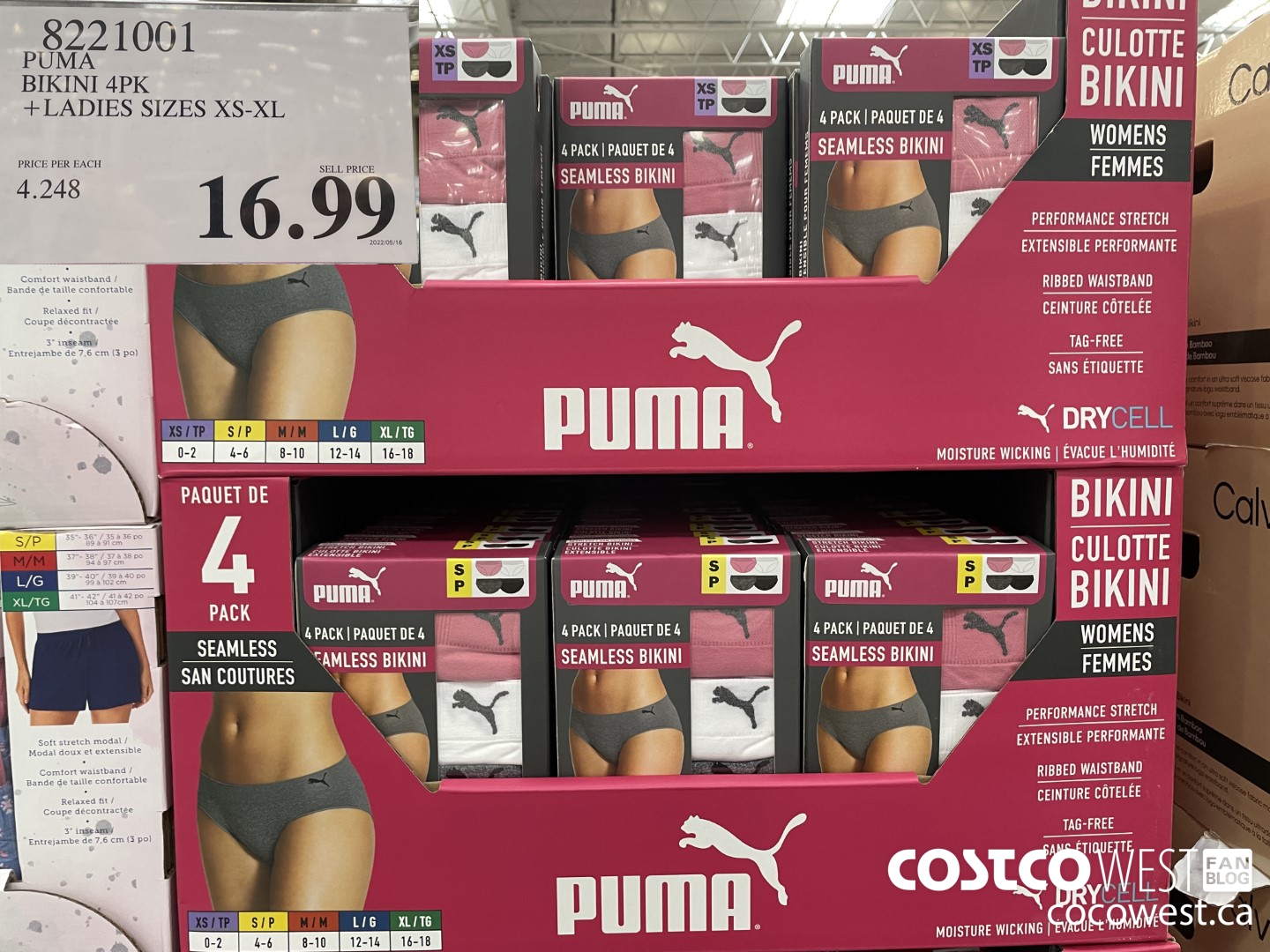 8221001 PUMA BIKINI 4PK LADIES SIZES XS-XL $16.99