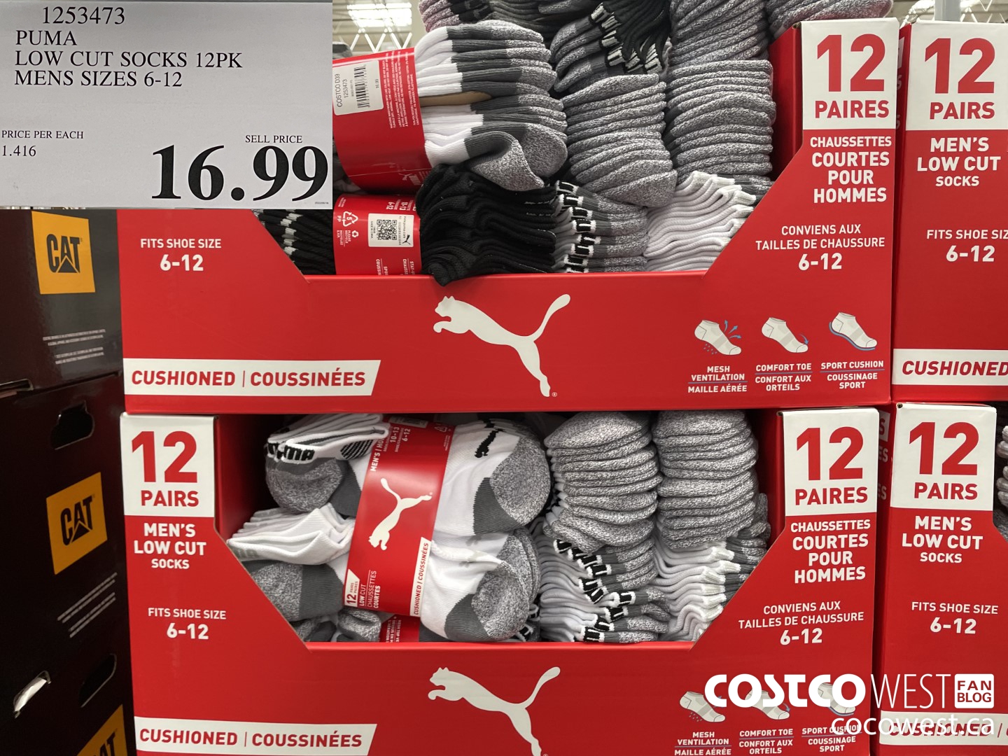 1253473 PUMA LOW CUT SOCKS 12 PK MENS SIZES 6-12  $16.99