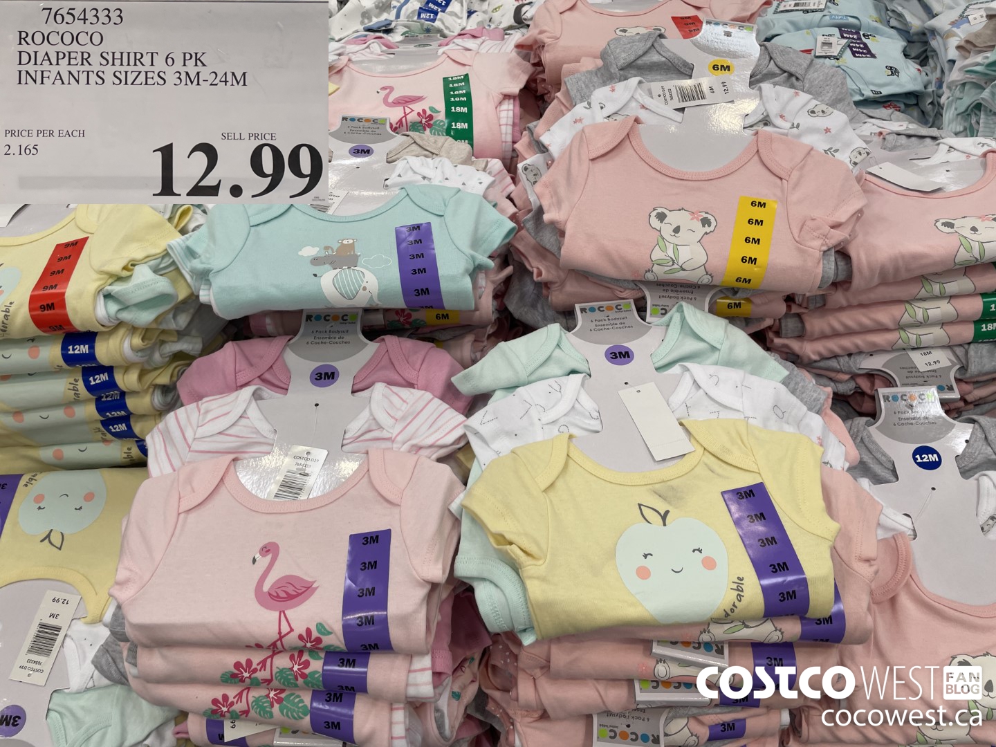 7654333 ROCOCO DIAPER SHIRT 6 PK INFANTS SIZES 3M-24M $12.99