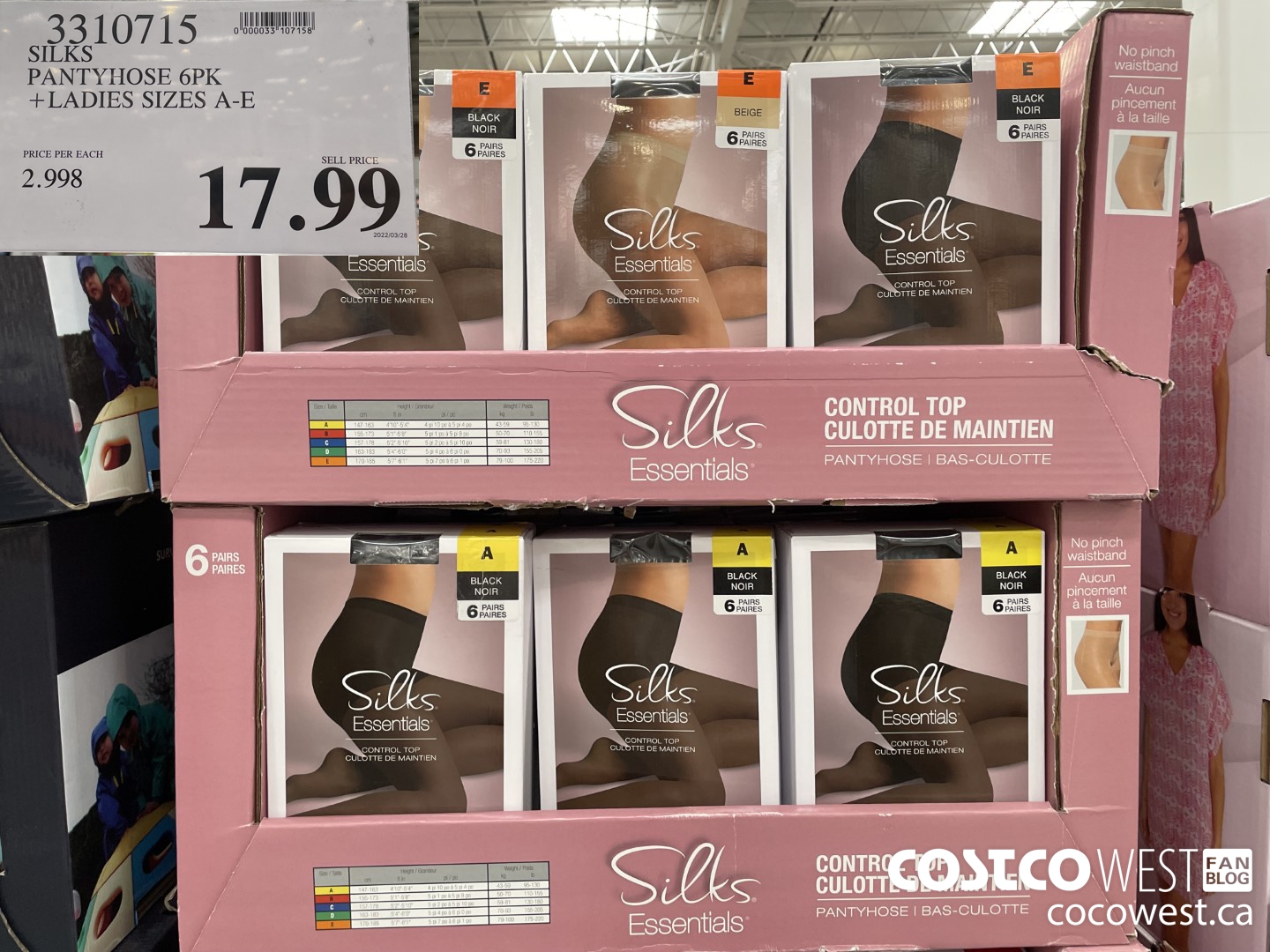 3310715 SILKS PANTYHOSE 6PK LADIES SIZES A-E $17.99