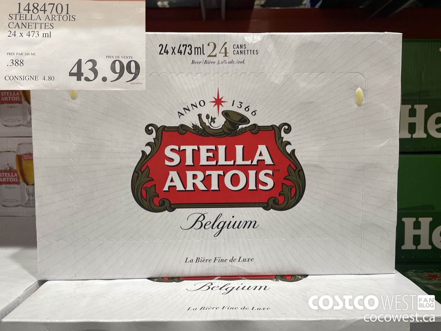 1484701 STELLA ARTOIS CANETTES 24 X 473 ML $43.99