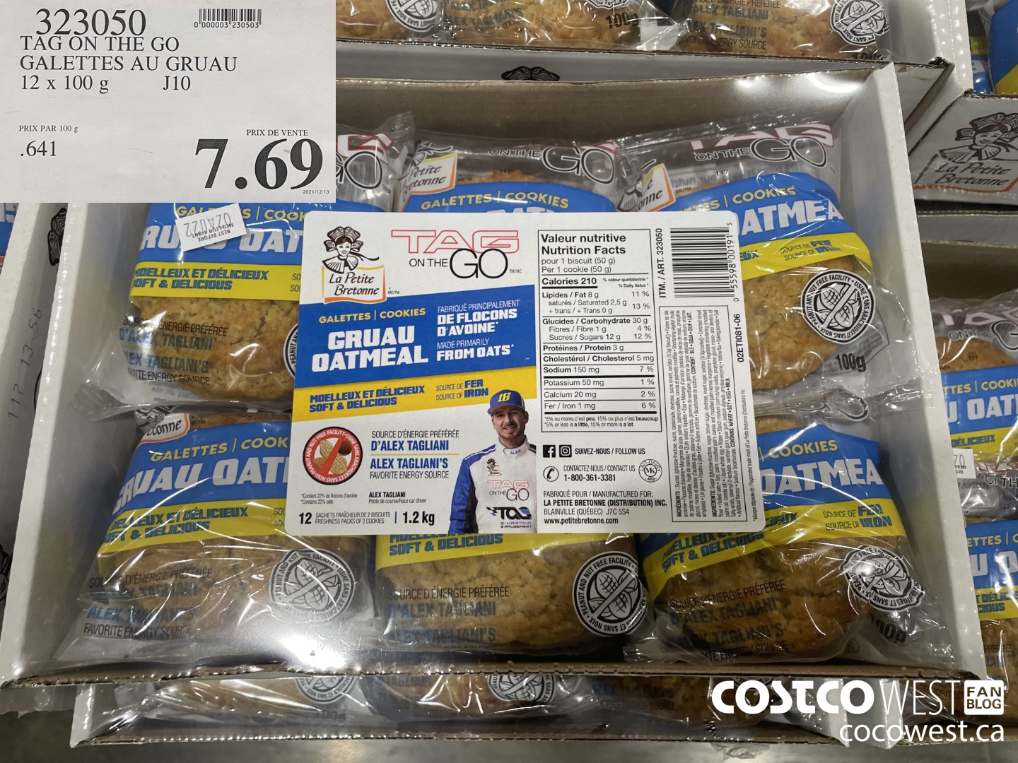 323050 TAG ON THE GO GALETTES AU GRUAU 12 X 100 G $7.69