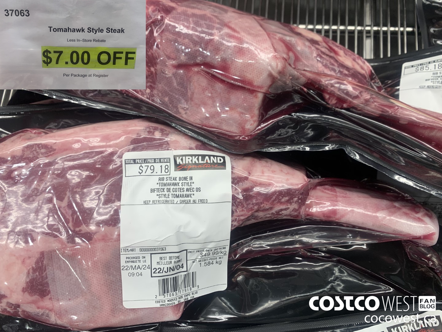 37063 TOMAHAWK STYLE STEAK ($7.00 INSTANT SAVINGS)