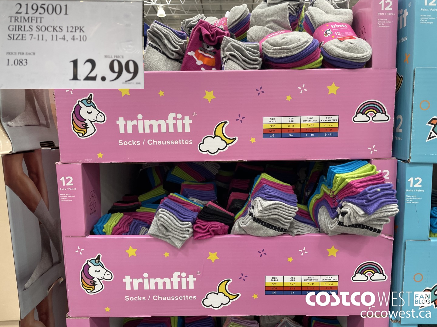 2195001 TRIMFIT KIDS SOCKS 12PK SIZE 7-11, 11-4, 4-10 $12.99