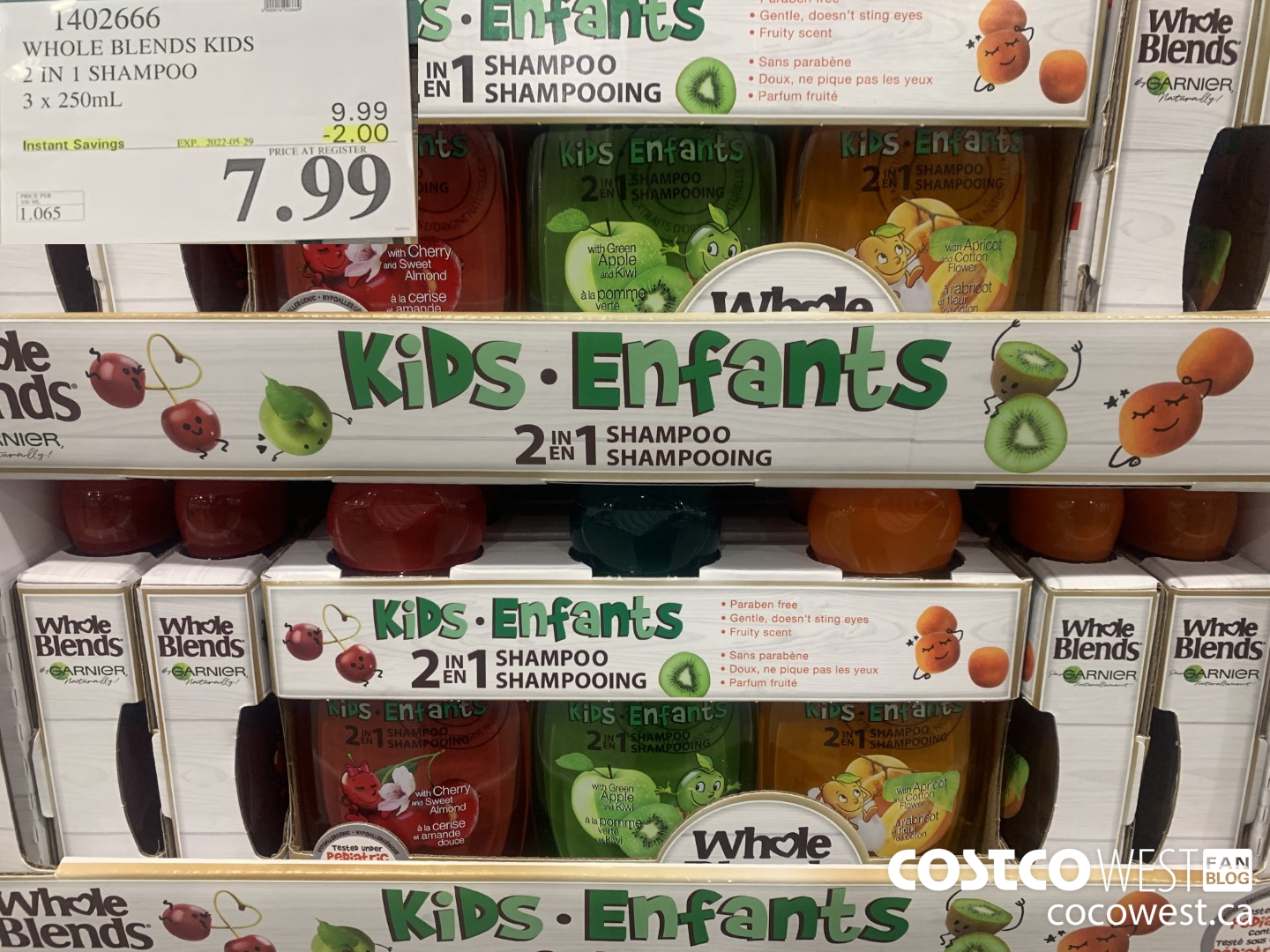 1402666 WHOLE BLENDS KIDS 2 IN 1 SHAMPOO 3 x 250mL ($2.00 INSTANT SAVINGS EXPIRES ON 2022-05-29) $7.99