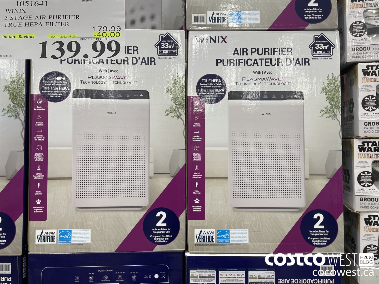 1051641 WINIX 3 STAGE AIR PURIFIER TRUE HEPA FILTER ($40.00 INSTANT SAVINGS EXPIRES ON 2022-05-29) $139.99