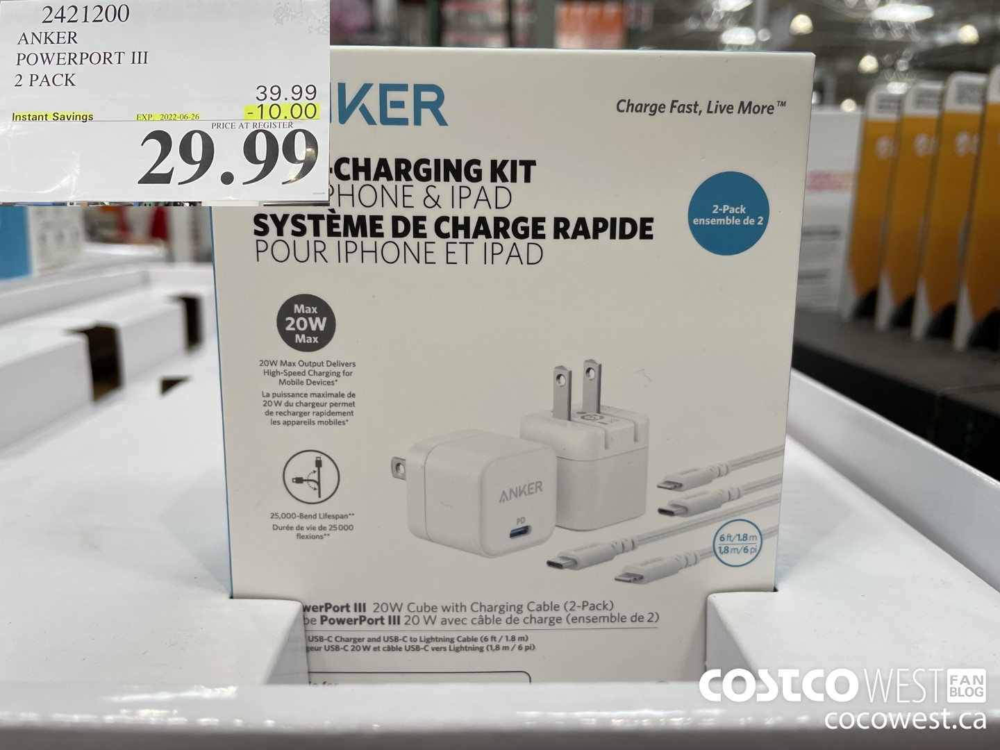 2421200 ANKER POWERPORT III 2 PACK ($10.00 INSTANT SAVINGS EXPIRES ON 2022-06-26) $29.99